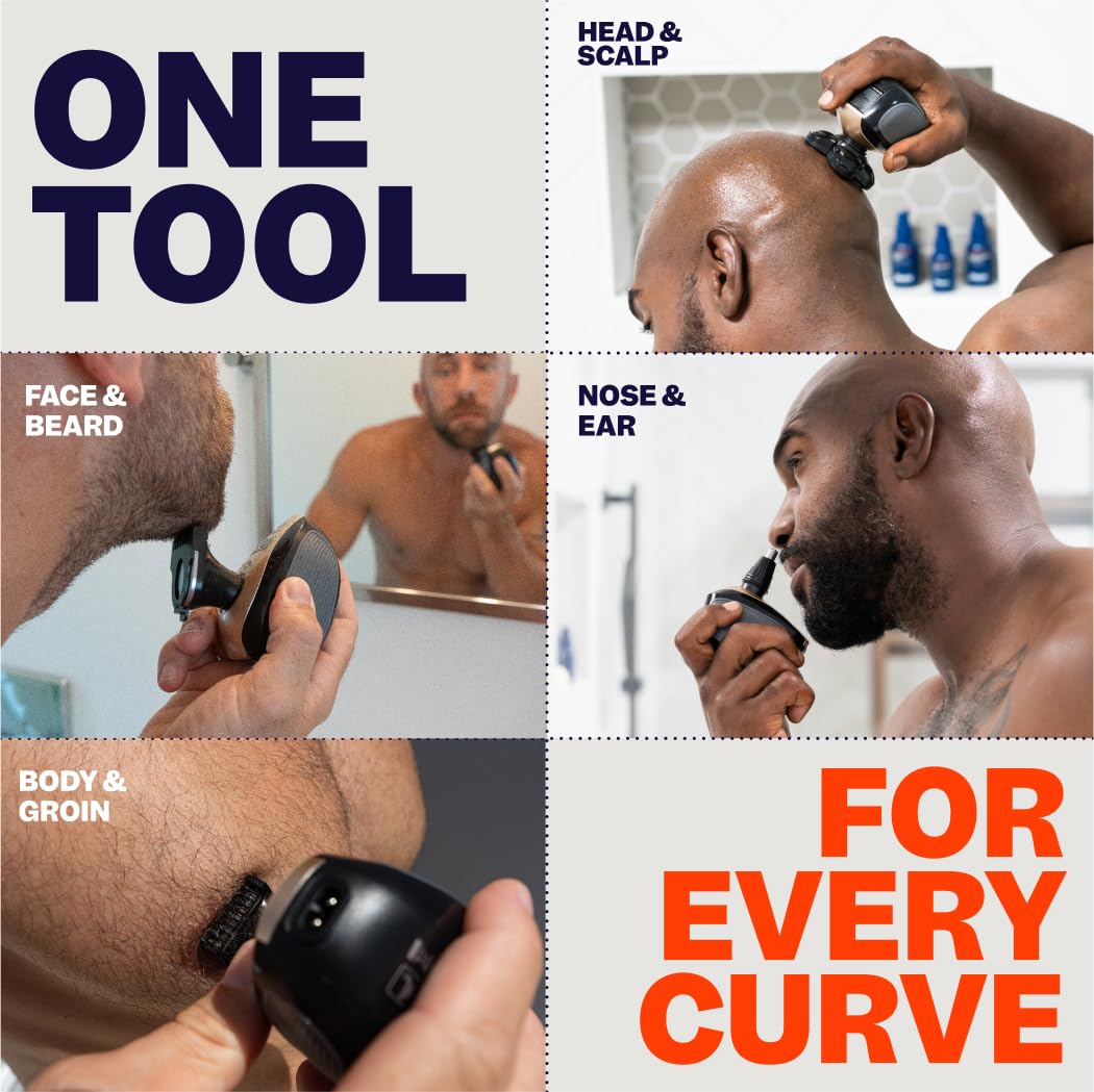 Freebird FlexSeries™ Electric Head Shaver with 5 Flexible Blades - Water-Resistant USB Rechargeable Shaver for Men & Women, Includes 2 Blade Refills - Perfect for Bald Head Shaving at Home or Travel