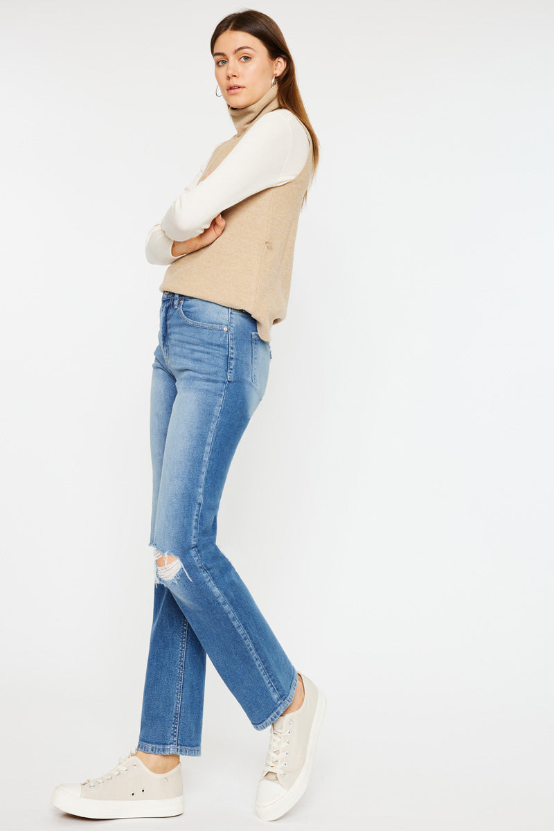 Sultana High Rise Slim Straight Leg Jeans for Women - Stretchy Denim Pants, Comfortable & Flattering Fit - Perfect for Casual Wear, Office & Date Nights