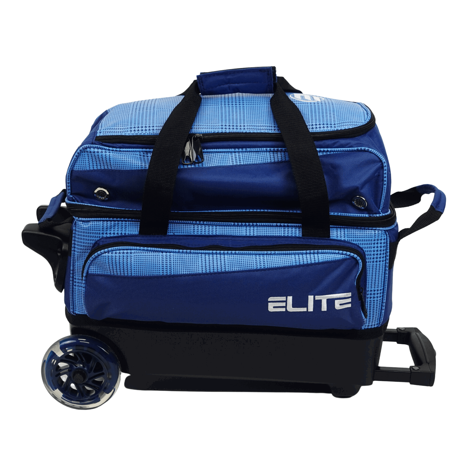 ELITE Deluxe Double Roller Bowling Bag - Navy Plaid Design for Easy Transport | Perfect for League Play & Tournaments | Durable & Stylish Bowling Accessory