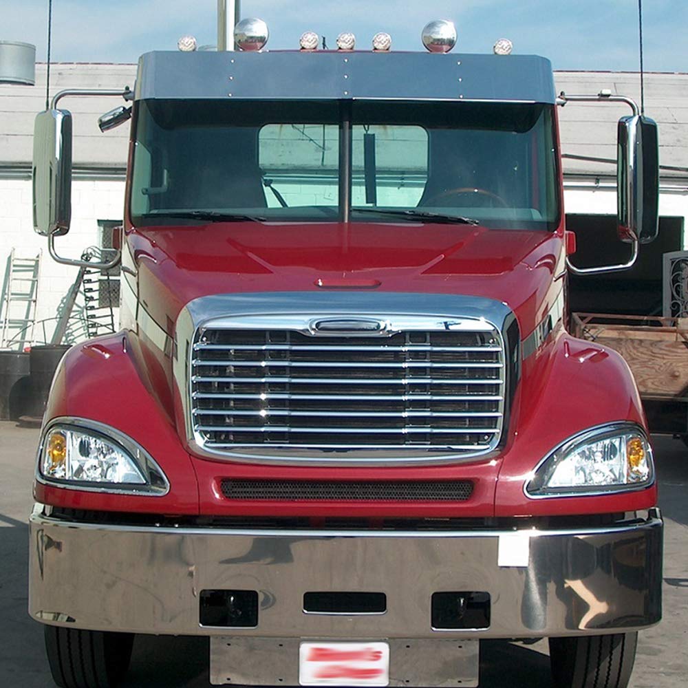 Chrome Triple Plated Front Hood Radiator Grill Grille with Bug Screen for Freightliner Columbia 2000-2008 | Replacement for A1715251002 & A1715251003 | Perfect for Truck Upgrades & Highway Protection