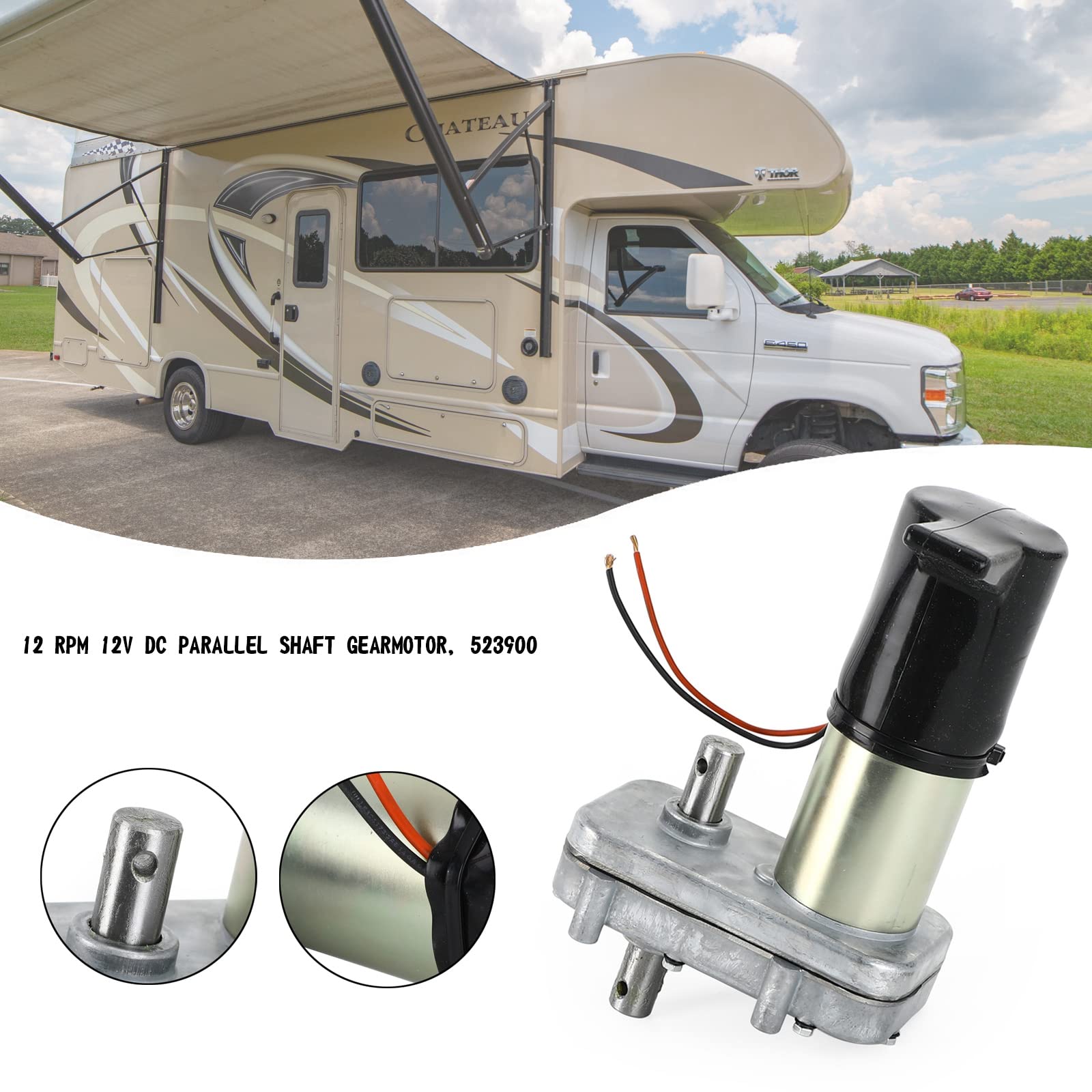 523900 RV Power Gear Slide Out Motor Replacement - 12V DC Electric Motor for RV Slide Out Systems - Perfect for RV Repairs, Camping & Outdoor Adventures