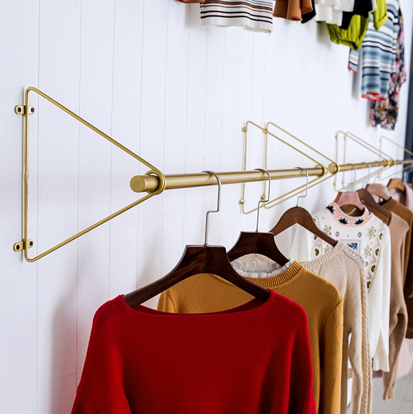 Heavy-Duty Wall Mounted Clothes Rail - Adjustable Clothing Display Rack for Kids, Men & Women's Wardrobe Organization - Perfect for Retail Stores, Boutiques & Home Closet Storage