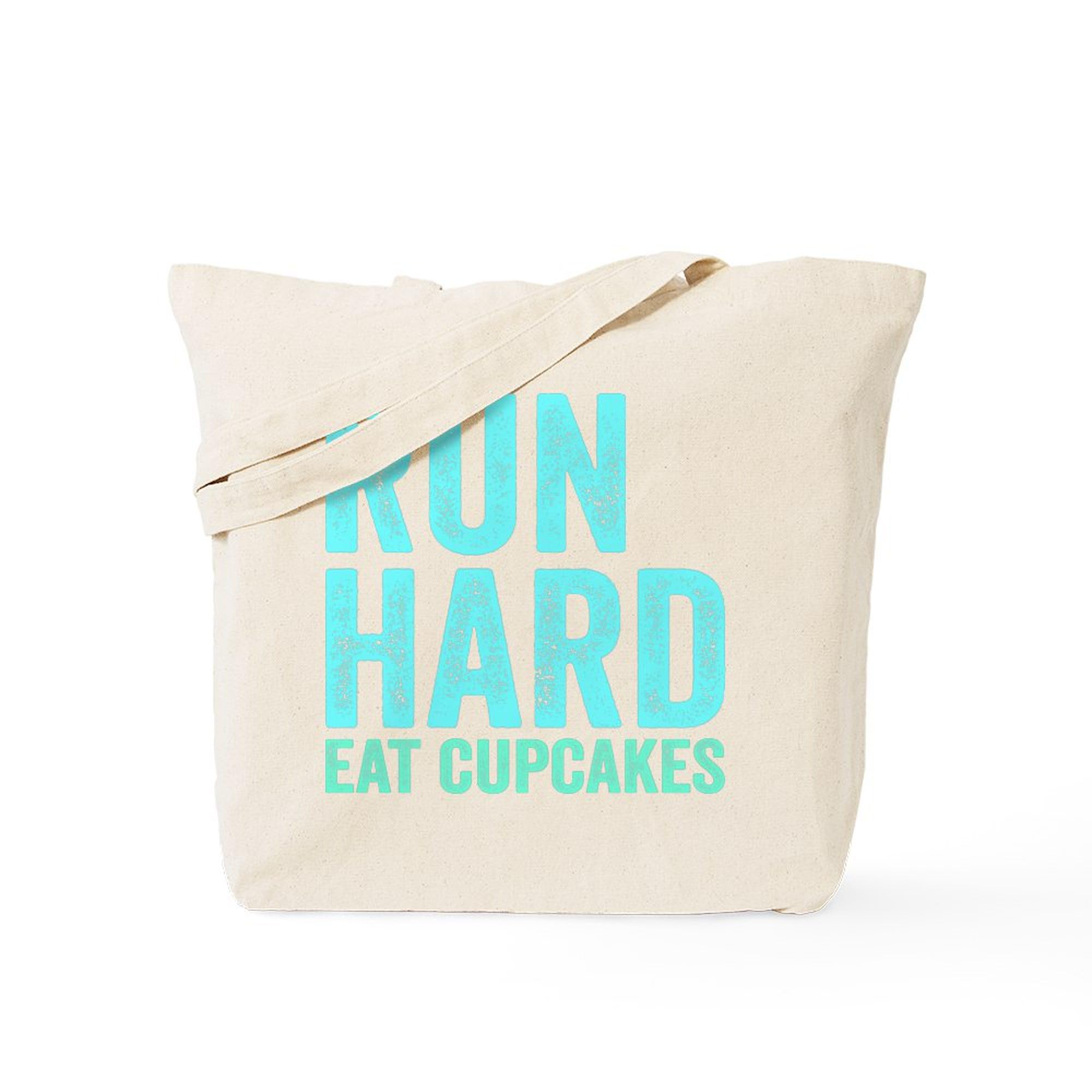 Run Hard Eat Cupcakes Canvas Tote Bag - Eco-Friendly Reusable Shopping Bag for Gym, Work & Groceries | Natural Cotton Carryall for Women & Men