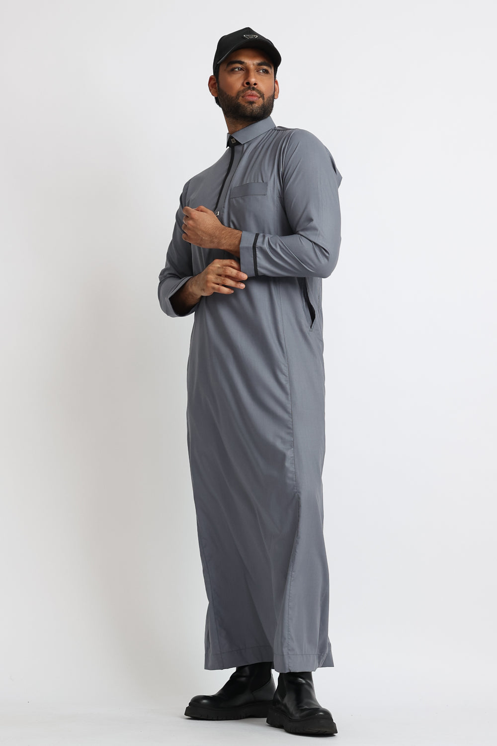 Premium J111 Oslo Grey Thobe for Men - Traditional Islamic Robe with Modern Style - Perfect for Eid, Ramadan & Special Occasions