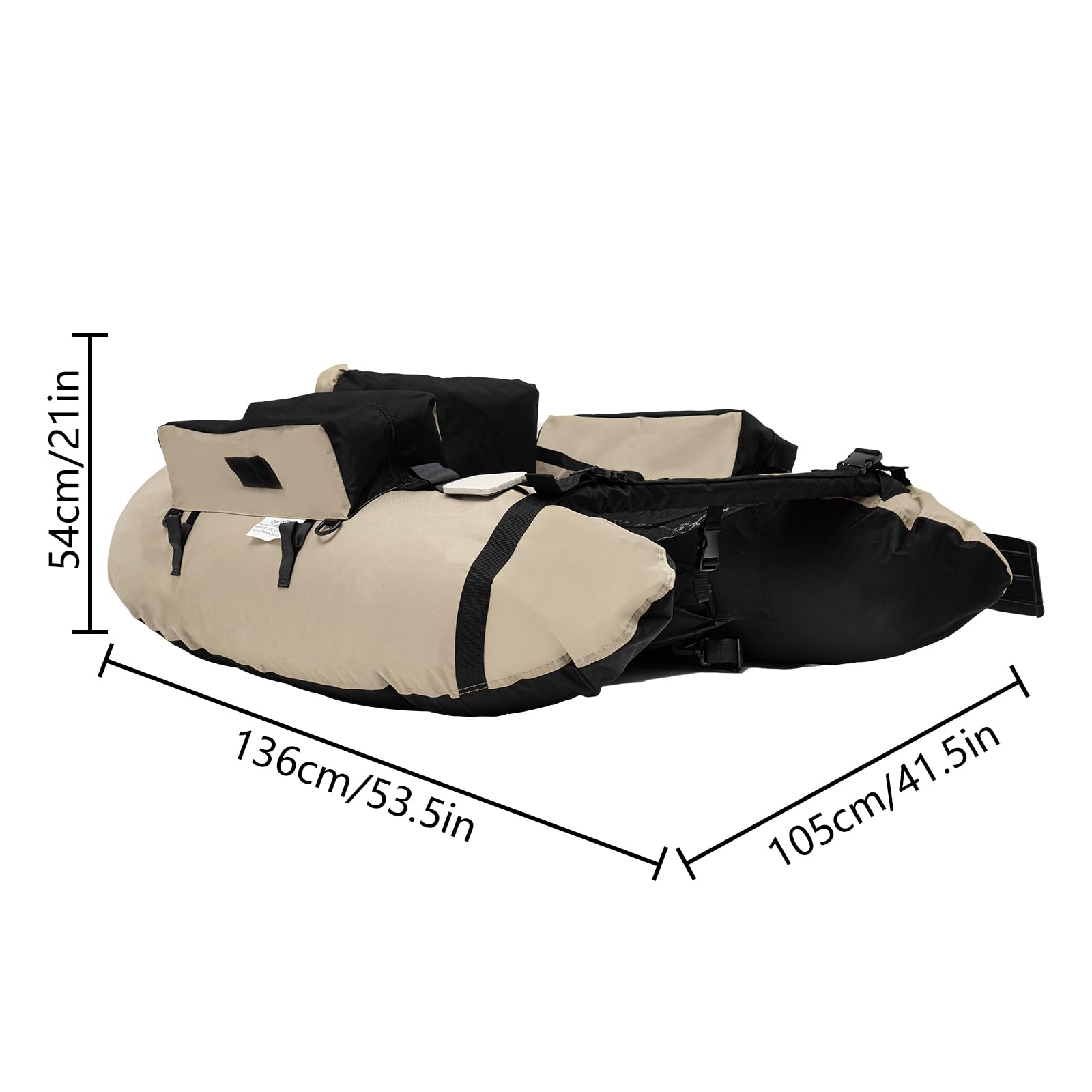 **Inflatable Fishing Float Tube for Adults - Adjustable Backrest, Storage Pockets & Fish Ruler - 286Lbs Capacity - Includes Pump - Perfect for River, Lake, Bass & Fly Fishing**    *(Use Case: Ideal for anglers seeking comfort and convenience while fishing in rivers, lakes, or ponds—great for bass, trout, and fly fishing adventures.)*