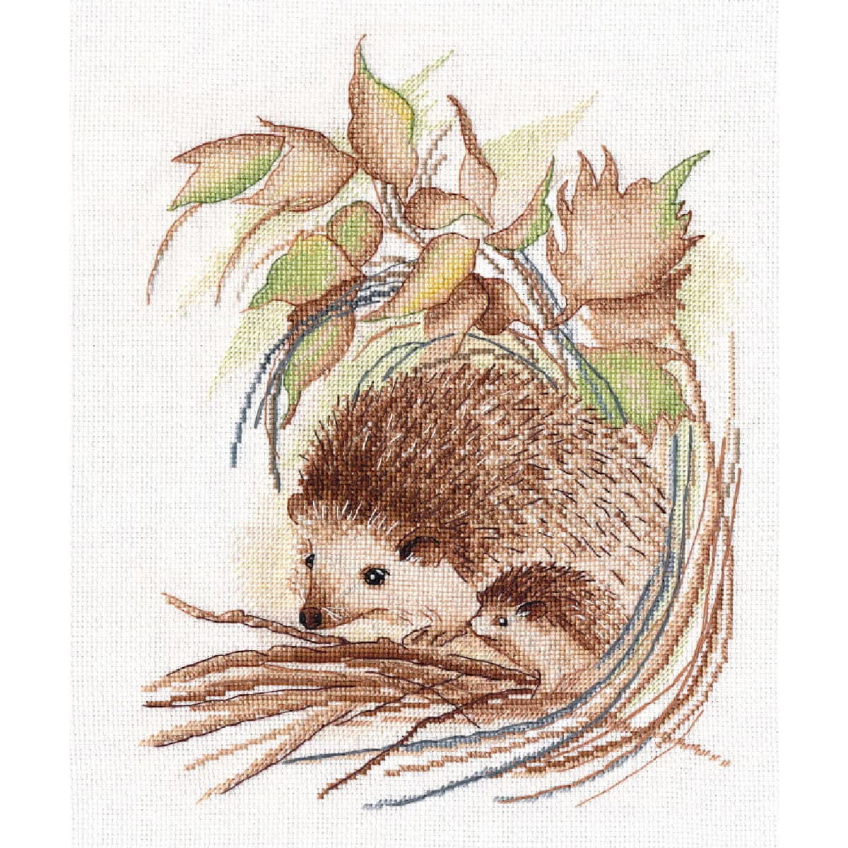 MARUSSIA Oven Hedgehog Counted Cross Stitch Kit - 20x25cm DIY Embroidery Kit for Beginners - Perfect for Home Decor, Gifts & Craft Projects