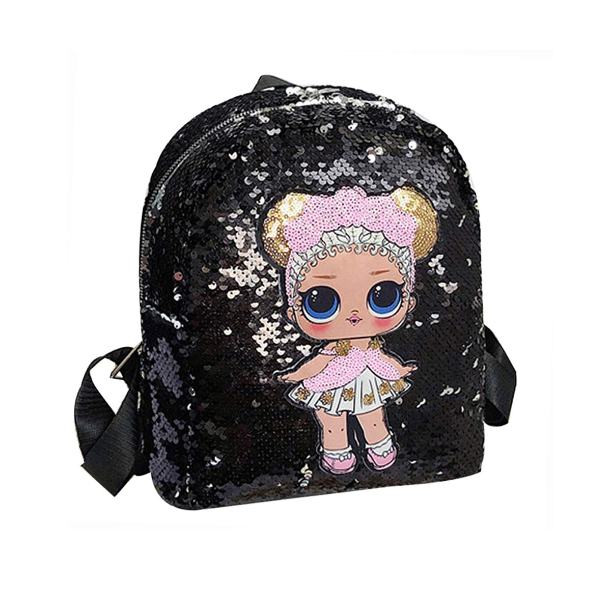 Sparkly Cat Ear Sequin Backpack for Women & Girls - Doll Black for Parties & Travel