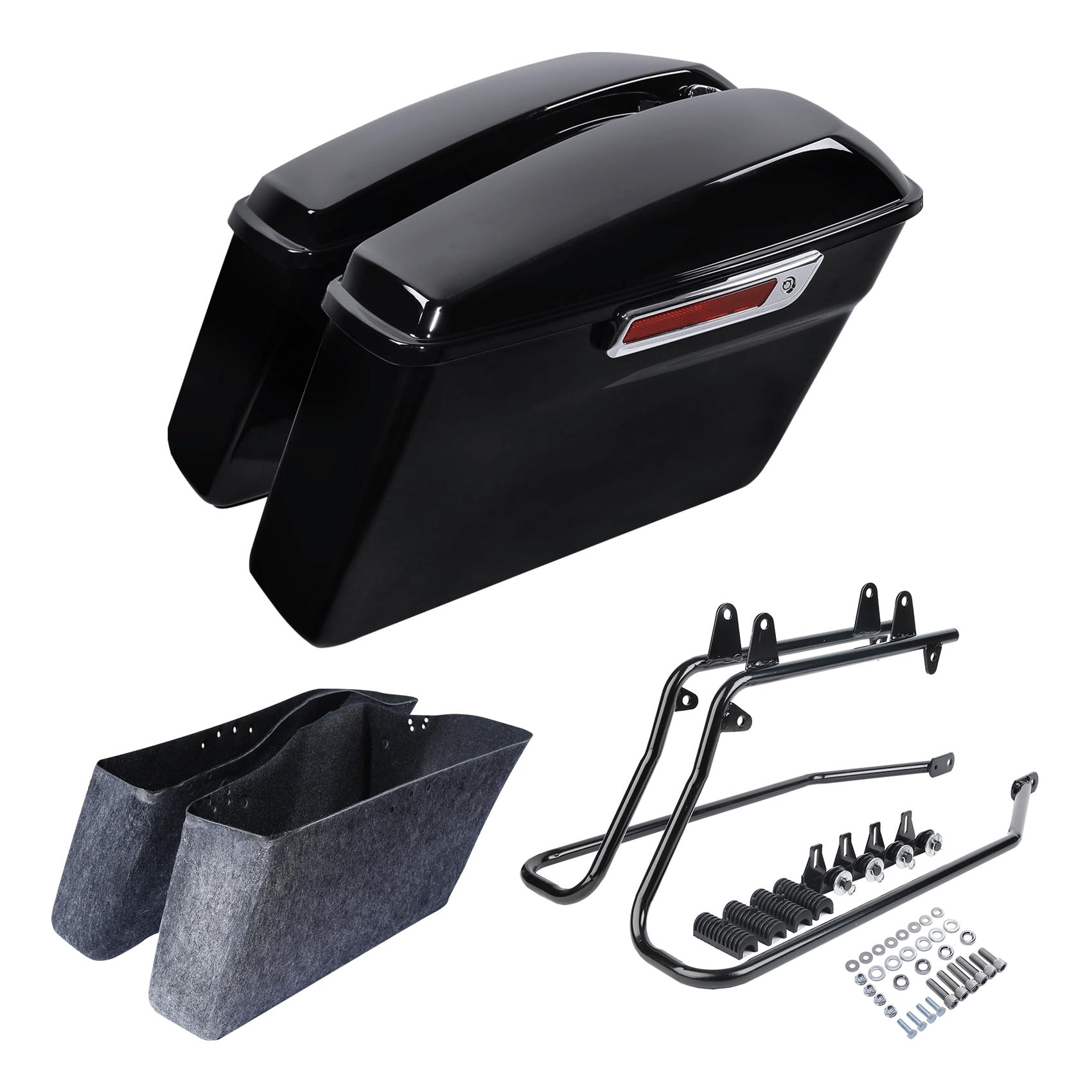 SLMOTO Hard Saddlebags for Harley Softail Heritage Fatboy EFI FLSTFI FLSTFB (1984-2017) - Black Conversion Brackets Included - Durable Motorcycle Luggage for Touring & Long Rides