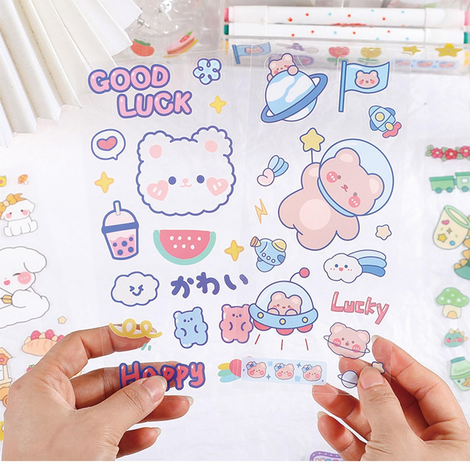20 Sheets Cute Kawaii Cartoon Stickers for Kids - Waterproof Animal Stickers for DIY Crafts, Scrapbooking, Journals & School Projects - Fun Decorative Adhesive Stickers for Girls & Boys (20 Sheets)