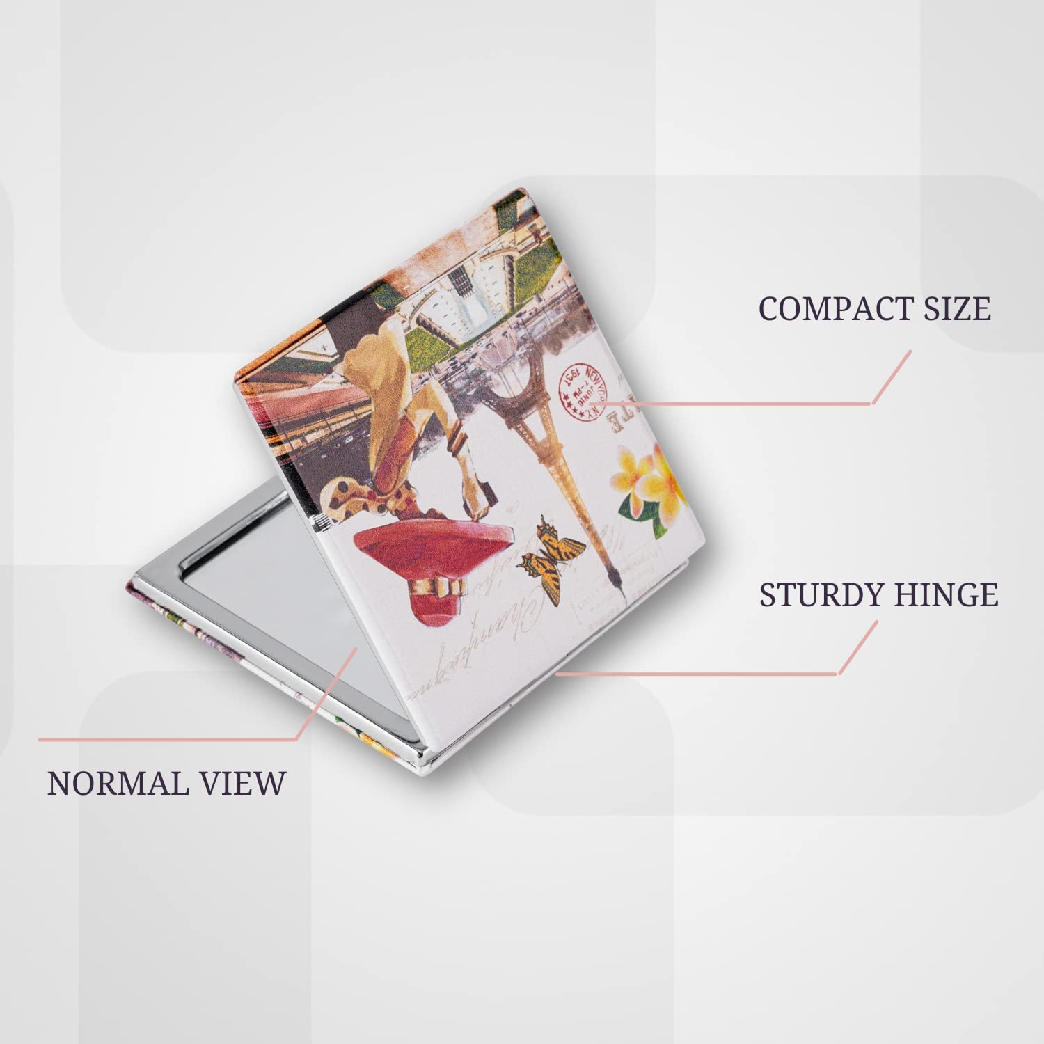 P.N. STORE Compact Portable Foldable Square Makeup Mirror for Travel, Purse & Touch-Ups | Beauty Cosmetic Pocket Mirror for Women & Girls