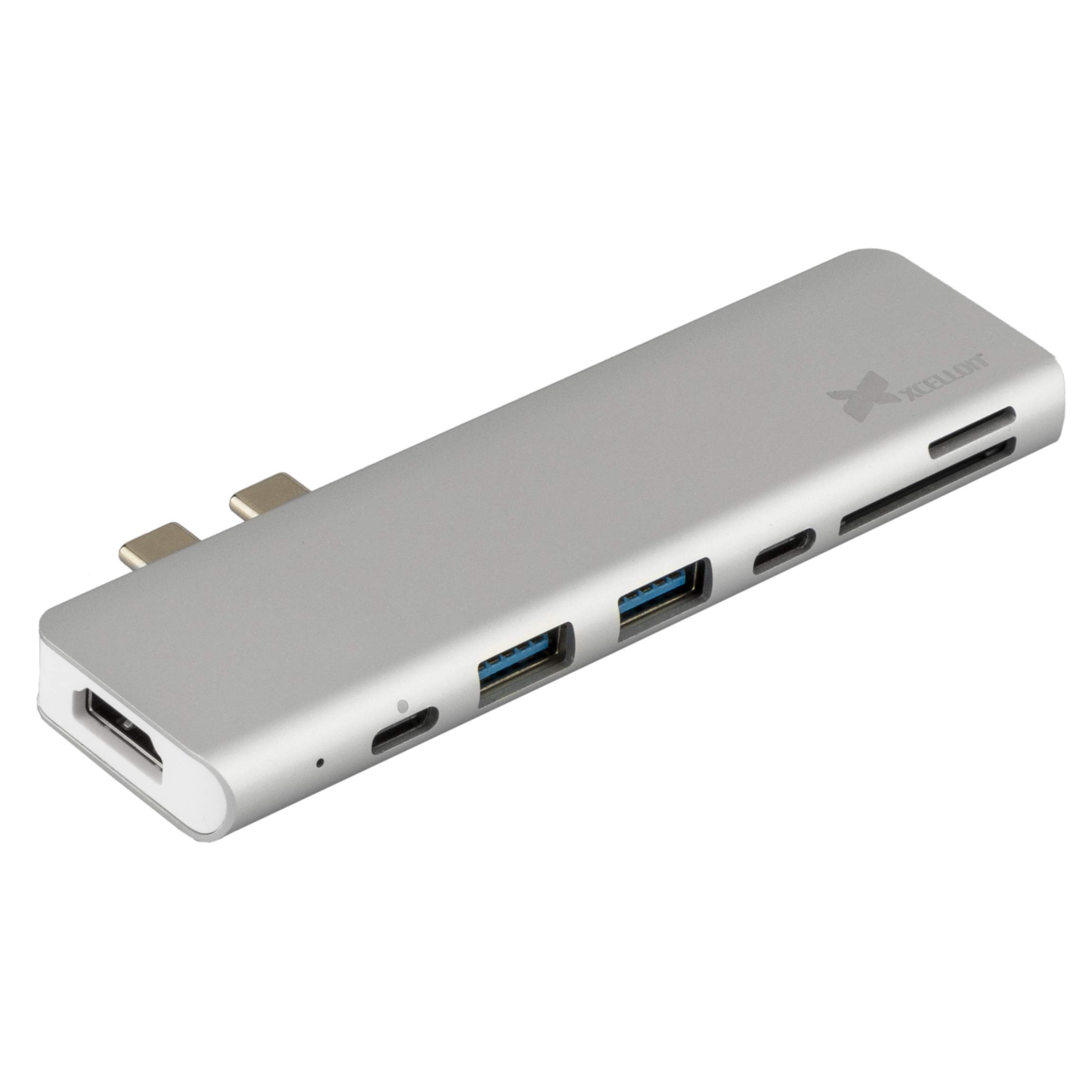Premium Aluminum Portside Dock for MacBook Pro & Air (Silver) - USB-C Hub with 4K HDMI, USB 3.0, SD Card Reader - Perfect for Home Office & Remote Work Setup