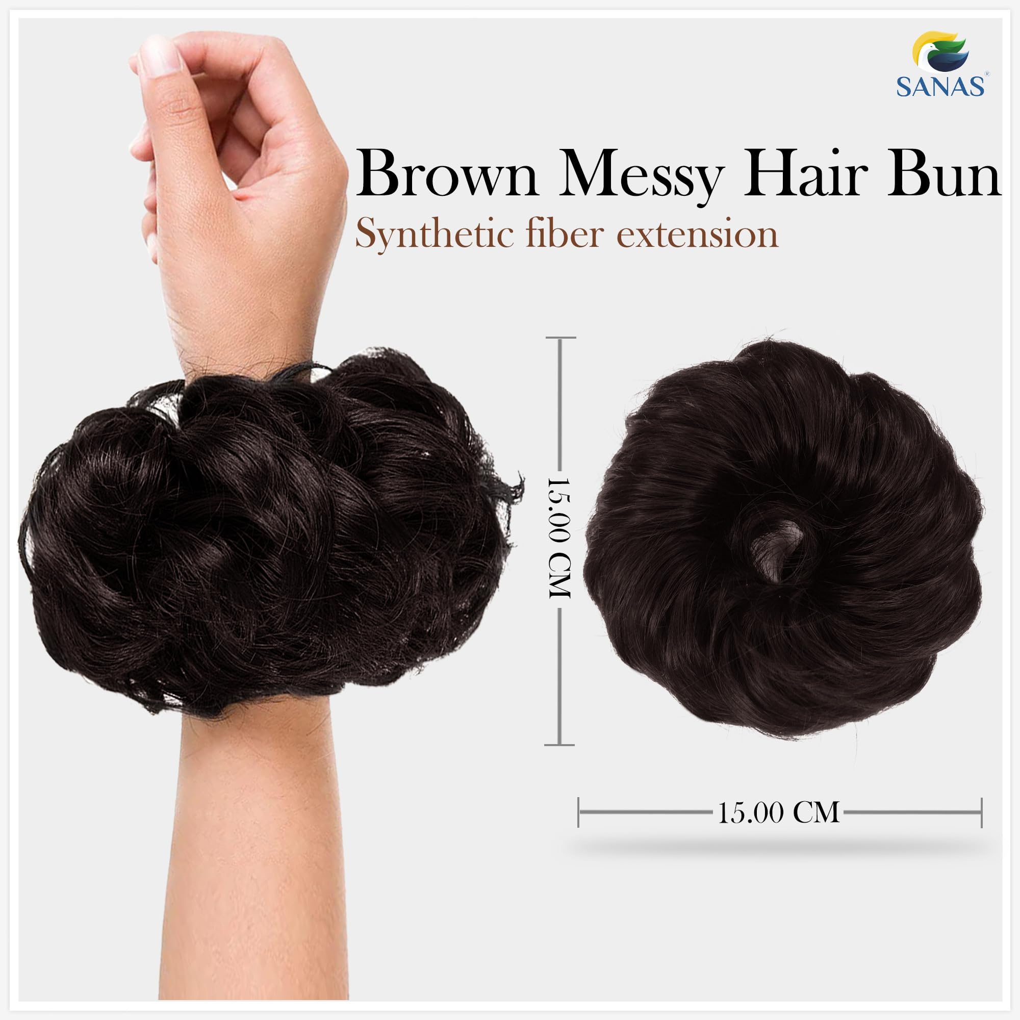 Elegant Wedding Hair Bun Accessories Set (2pcs) - Stylish Scrunchies & Hair Extensions for Women, Messy Bun Maker, Brown - Perfect for Bridal, Prom & Special Occasion Hairstyles