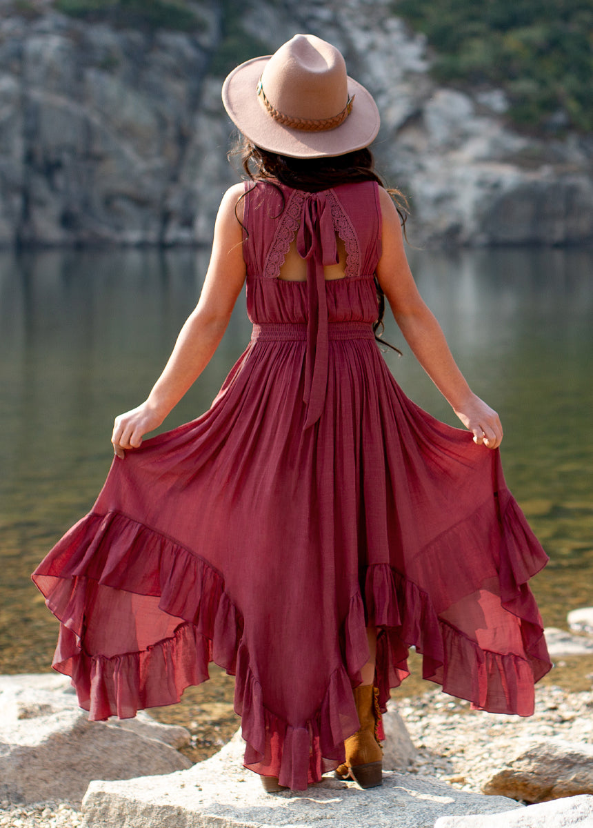 Gemma Dress in Mesa Rose - Flowy Boho Maxi Dress for Women | Perfect for Beach Vacations, Summer Weddings & Casual Outings