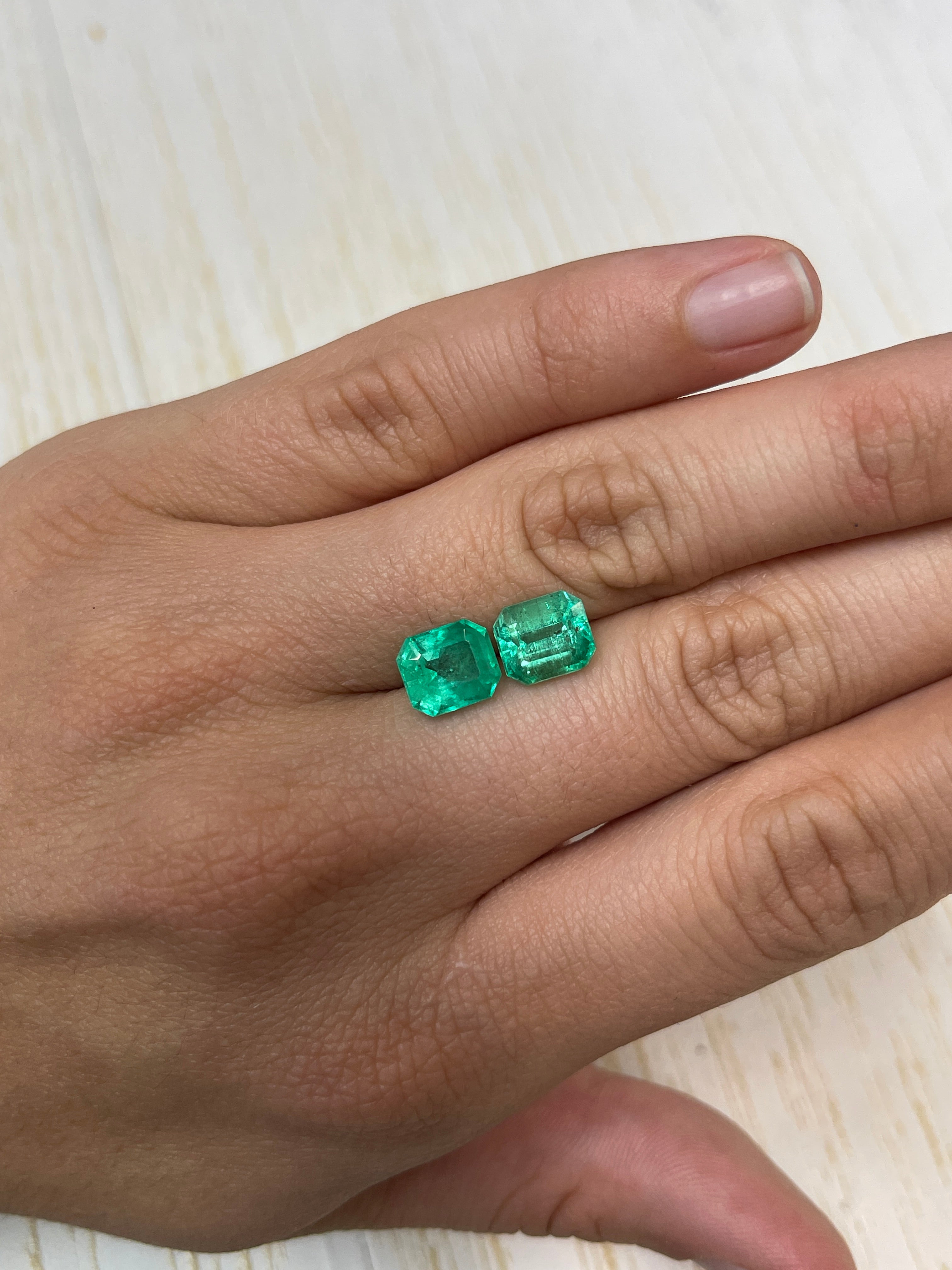 5.19tcw 9x8 Matching Loose Colombian Emeralds - Emerald Cut Gemstones for Jewelry Making, Engagement Rings & Fine Collections