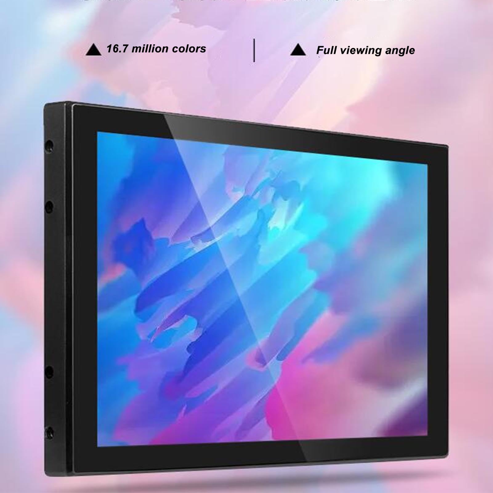 8 Inch Touchscreen Monitor with Capacitive Multi-Touch & LED Backlit Display - 1024x768 Resolution, VGA Inputs (US Plug) - Ideal for Supermarket POS, Restaurant Kiosks, Retail Displays & Digital Signage