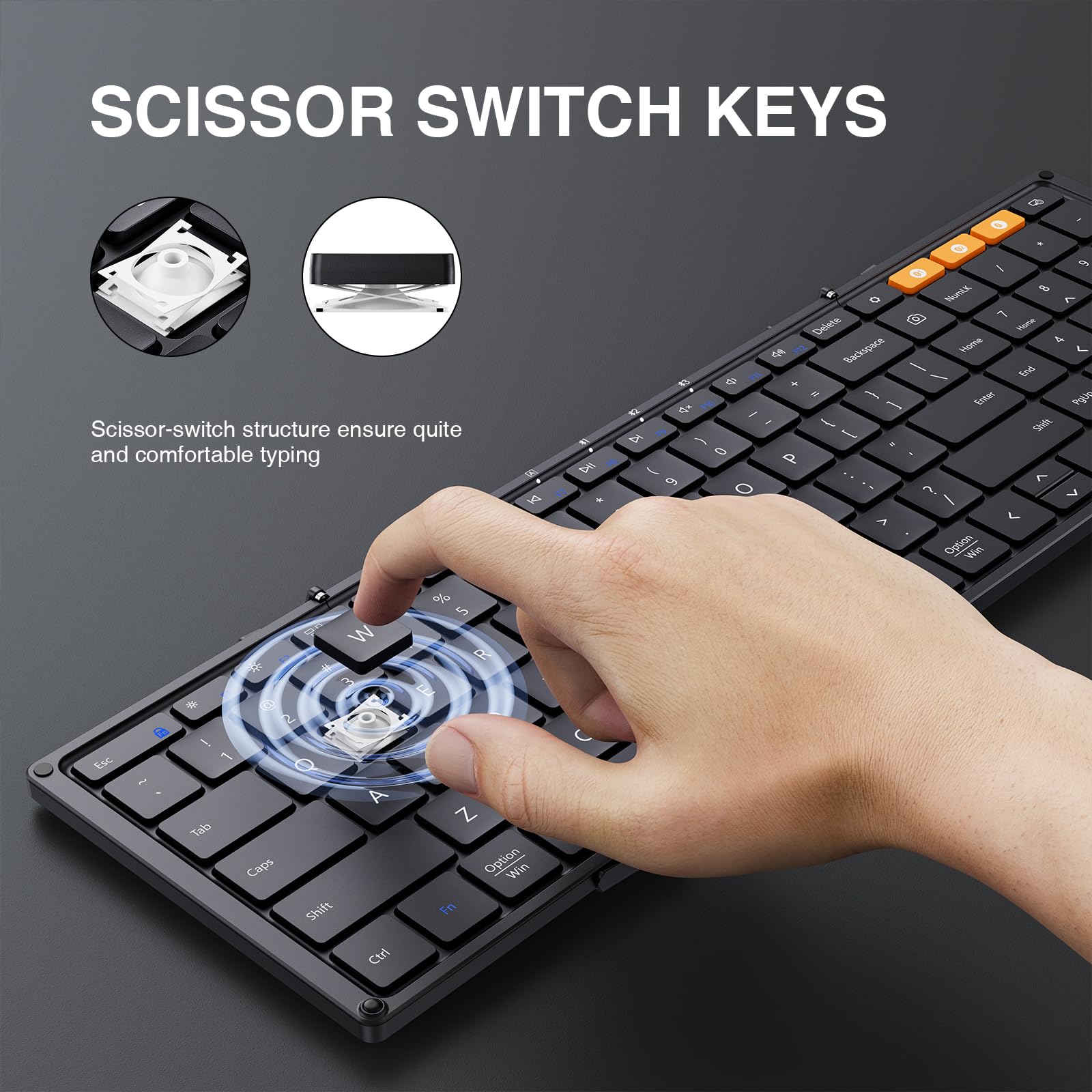 ProtoArc XK01 Foldable Bluetooth Keyboard with Numeric Keypad - Full-Size Wireless Portable Keyboard for iPad, Tablet, Smartphone, Laptop (Windows/iOS/Android) - Perfect for Travel, Office & Home Use - Black