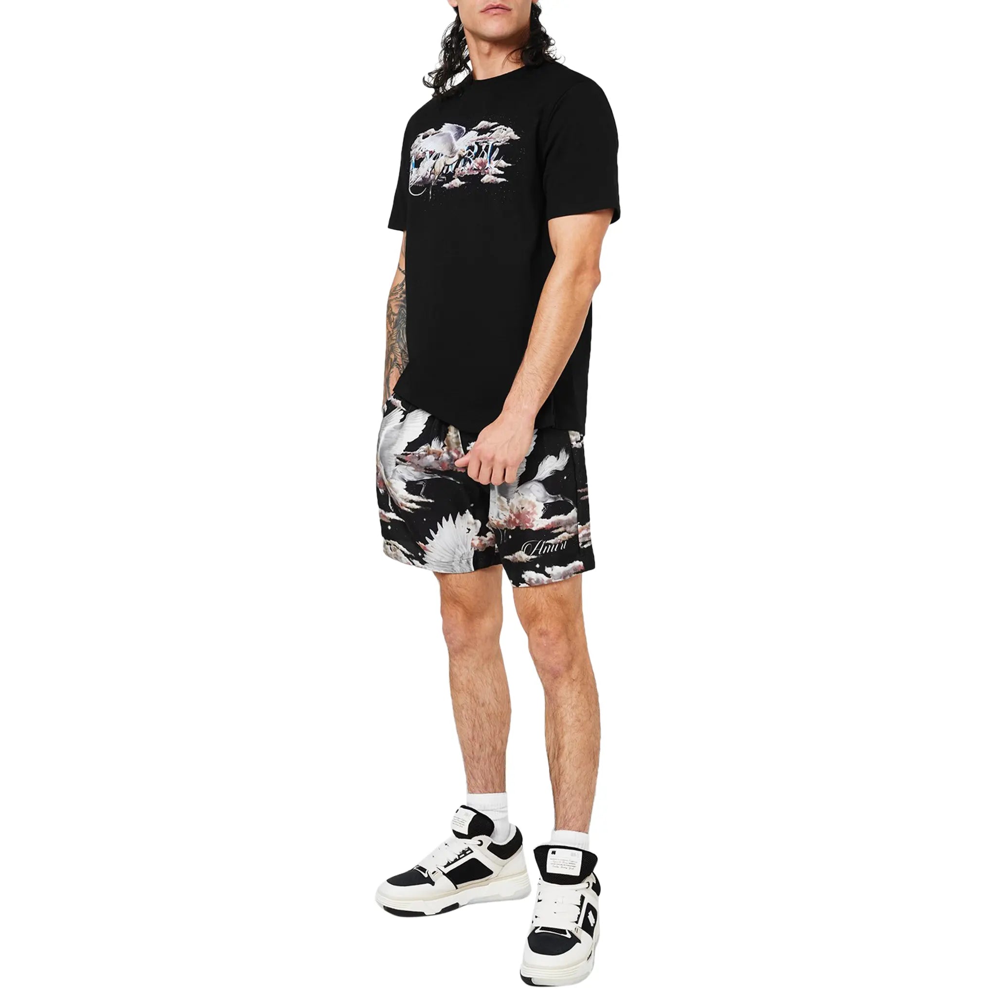 Amiri Pegasus Script Logo Black T-Shirt for Men - Stylish Graphic Tee for Casual Wear & Street Fashion