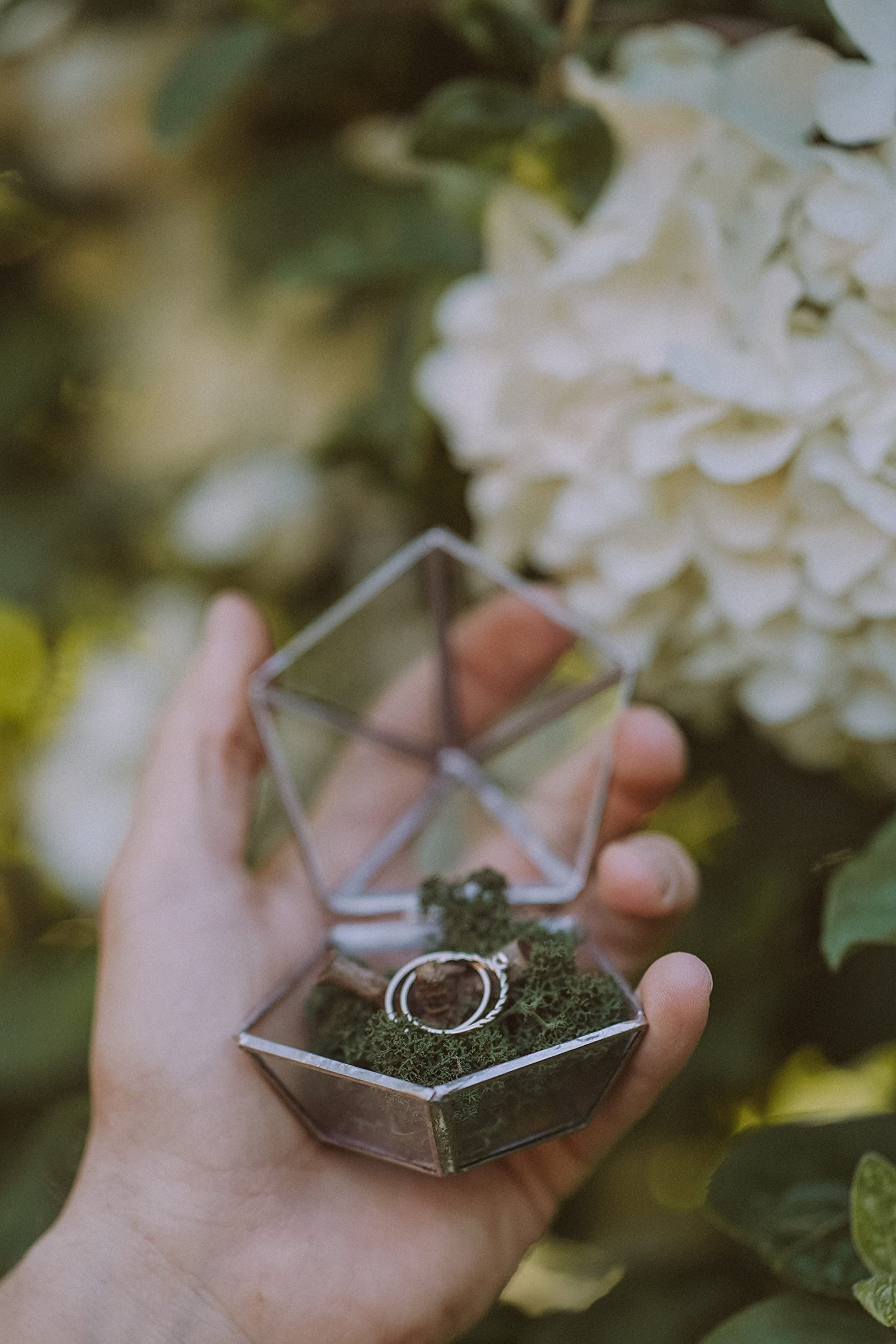 Silver Glass Wedding Ring Box - Proposal & Engagement Holder for Jewelry