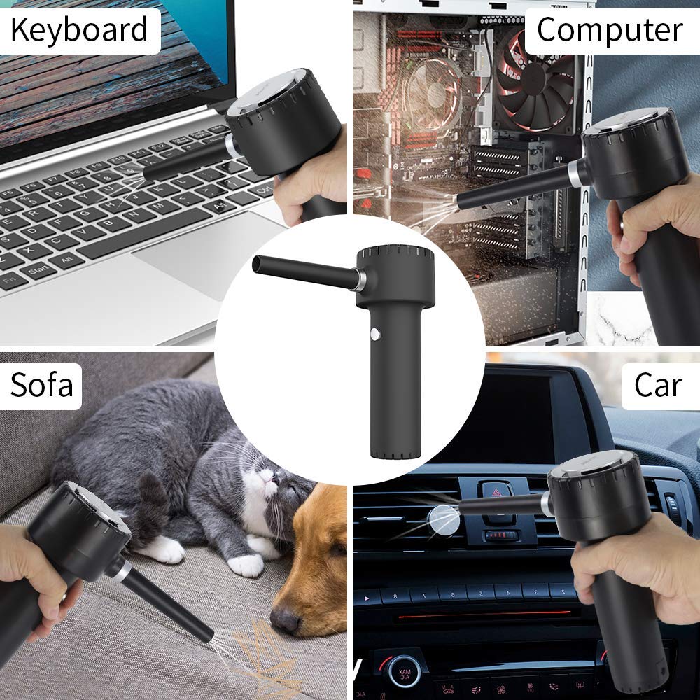 Rechargeable Electric Air Duster - 45000 RPM Cordless Dust Blower with 6000mAh Battery | Powerful Compressed Air for Computer Keyboard Cleaning, Electronics & Office Use | Portable Electronic Air Can Replacement