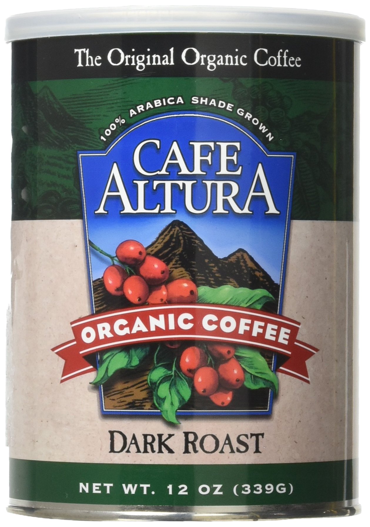 Organic Dark Roast Ground Coffee - Cafe Altura Premium 12oz Can (Pack of 2) | Rich Flavor for Morning Brew, Office Coffee Break & Gift Giving