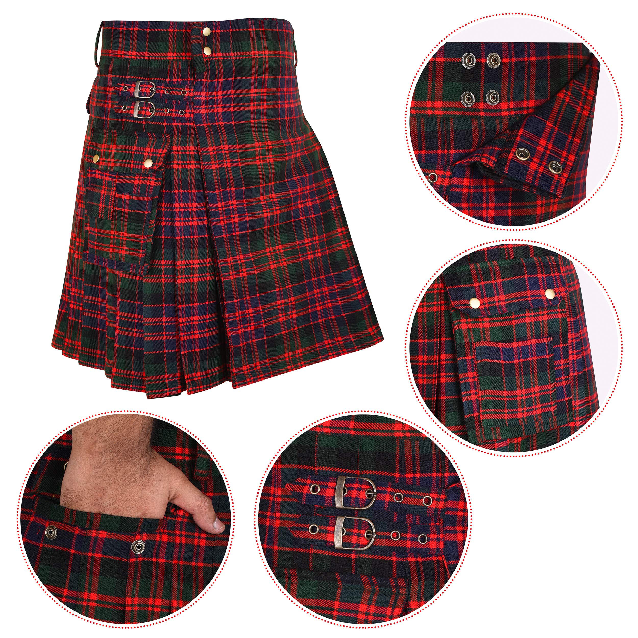 Custom Plus Size Men's Heavy 16 oz Tartan Utility Kilt - Durable & Comfortable for Outdoor Activities, Festivals, and Cosplay