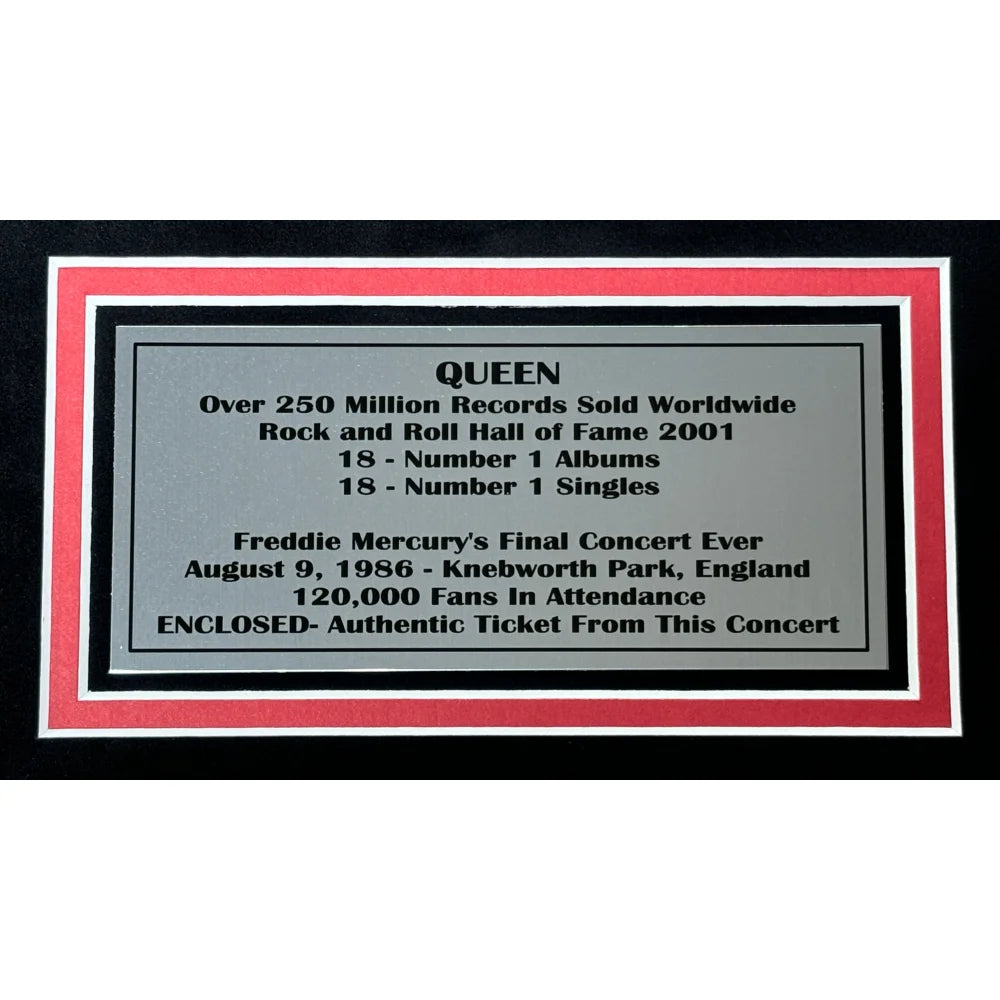 Freddie Mercury Queen Last Concert Authentic Ticket PSA COA Framed Memorabilia - Perfect for Music Fans, Rock Collectors & Home Decor