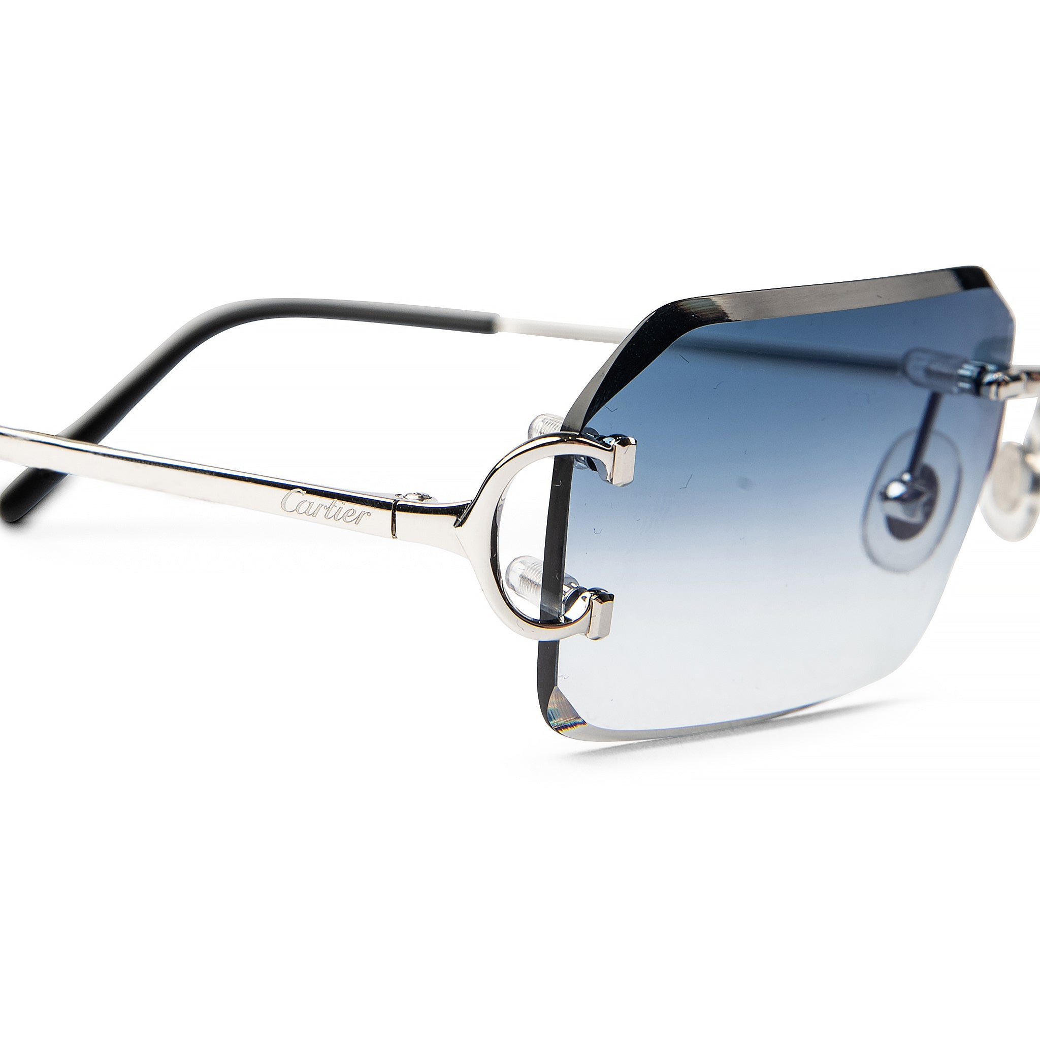 Cartier CT0092O 002 C Silver Blue Rimless Sunglasses - Luxury Designer Eyewear for Men & Women | Perfect for Fashion, Travel & Outdoor Activities