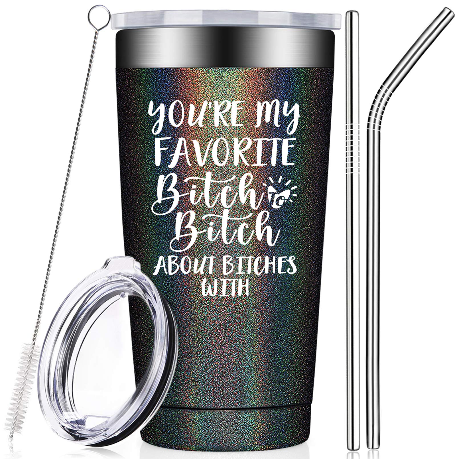 Best Funny Birthday Gift for Women - Cute Friendship Present for BFF, Sister, Female Friend - Christmas Gag Gift Tumbler Cup - Perfect for Office, Home & Travel Use