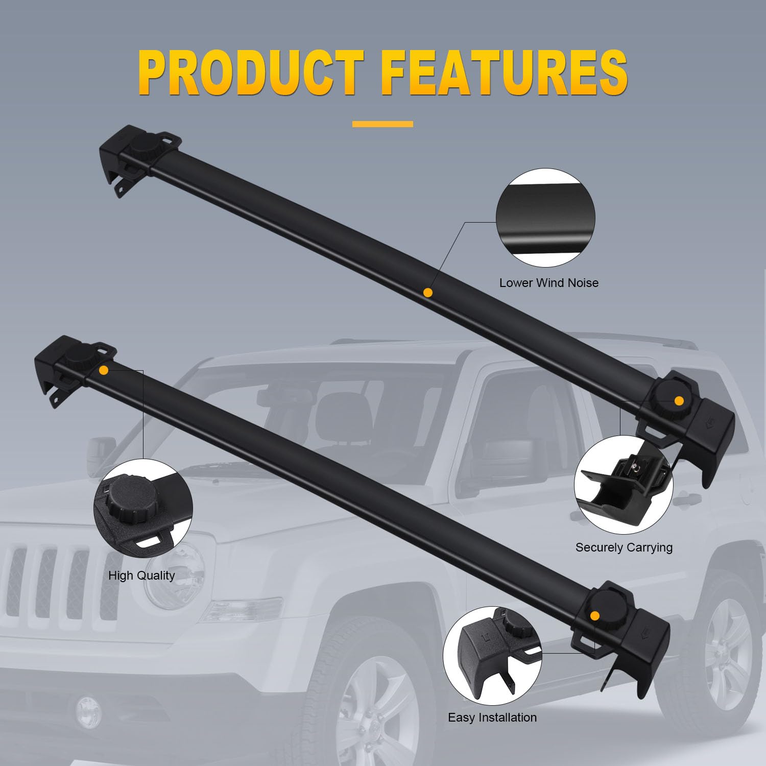 OCPTY Universal Roof Rack Cross Bars - Heavy Duty Cargo Carrier for Jeep Compass 2017-2020 Models | Perfect for Camping, Road Trips & Outdoor Adventures