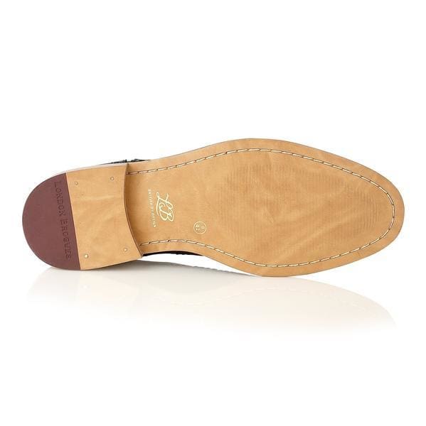 Stylish London Brogues Shelby Oxford Shoes in Tan & Navy - Perfect for Business Casual & Formal Occasions