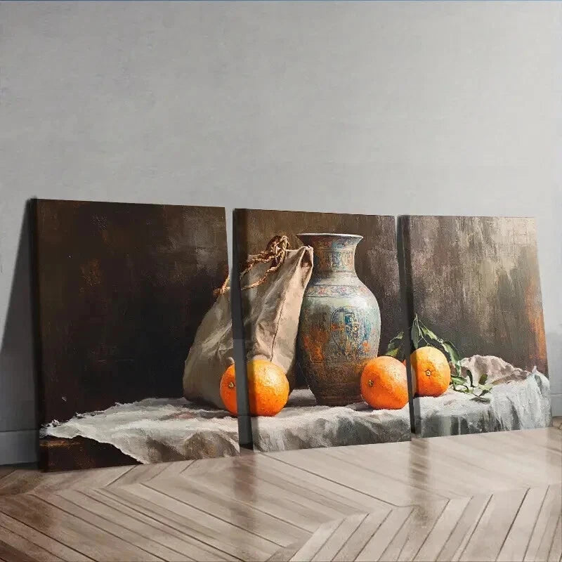 3-Piece Still Life Oil Painting Wall Art Set - Old Vase Canvas Prints Framed 50x70cm | High Quality Australian Made Wall Decor | Perfect for Living Room, Bedroom & Office Decor
