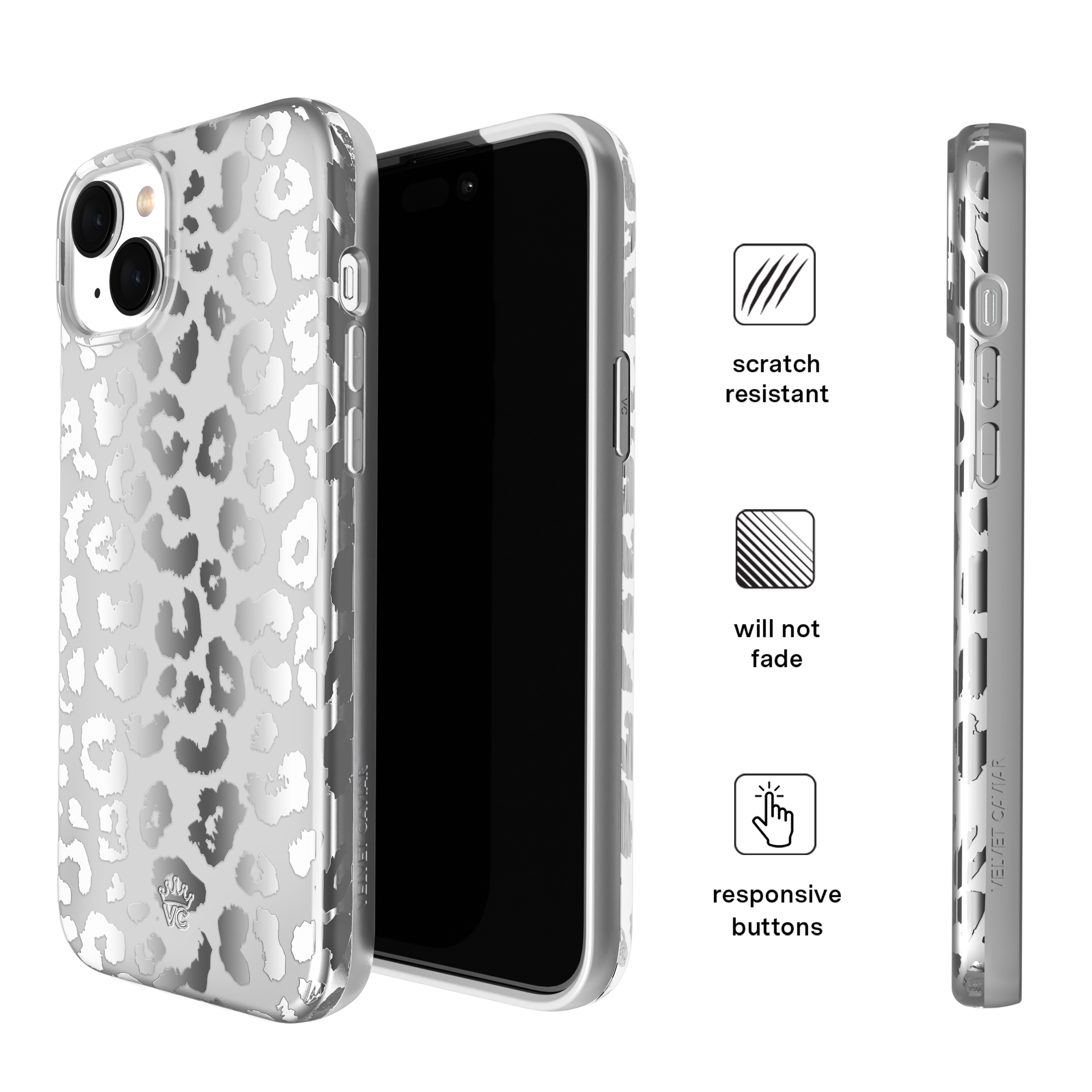 Chrome Leopard Print iPhone Case - Stylish Protective Cover for iPhone 13/14/15 Pro Max - Perfect for Fashion Lovers & Trendy Outfits