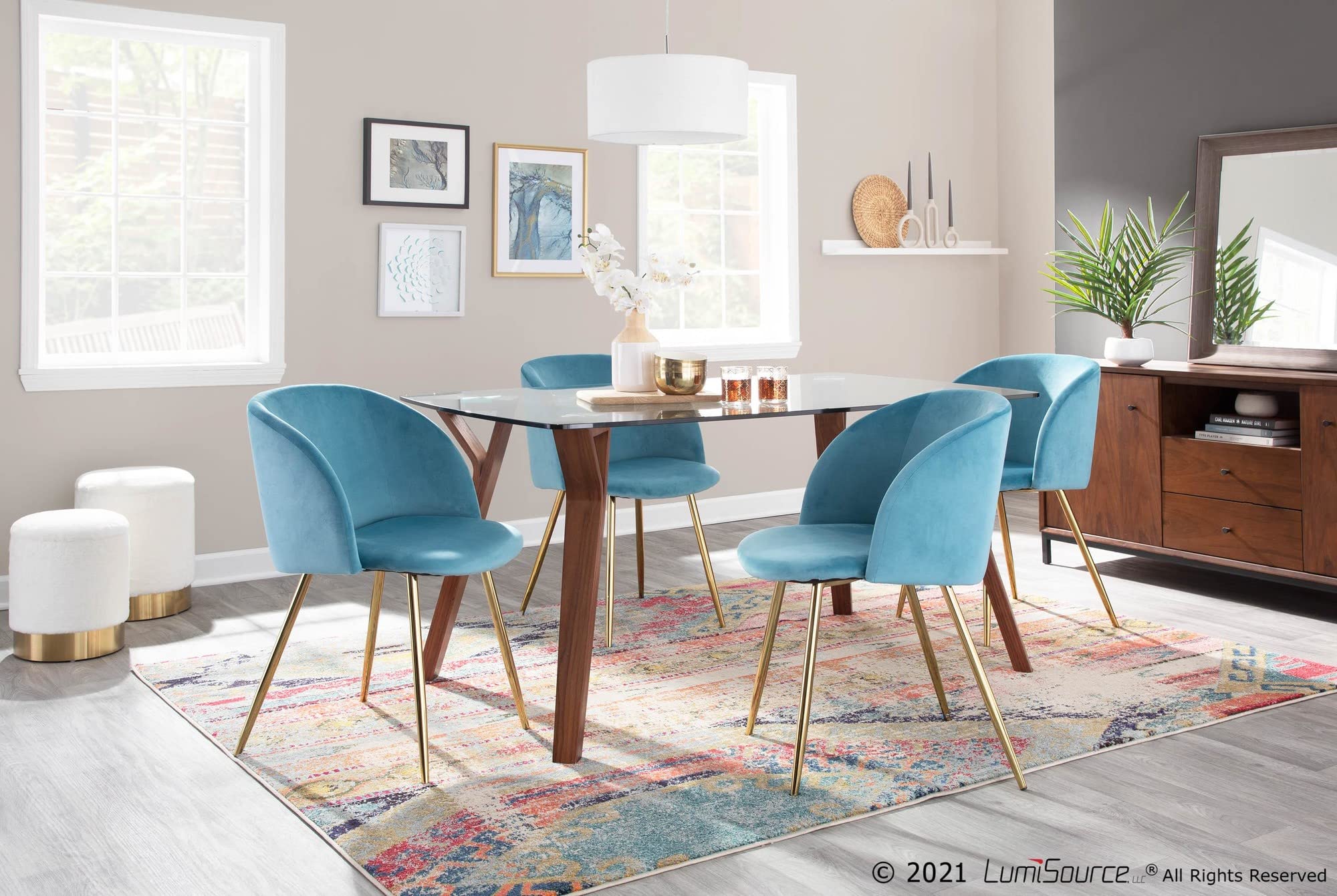LumiSource Fran Upholstered Dining Chairs Set of 2 - Modern Contemporary Kitchen Chairs for Dining Table | Perfect for Home, Restaurant & Office Use