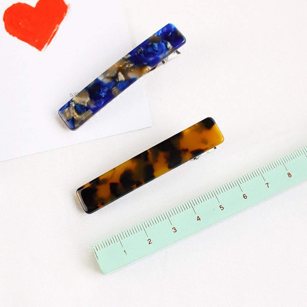 Numblartd 9Pcs Mini Rectangle Acetate Hair Clips - Women's Fashion Geometric Marble Hair Clips for Bangs & Side Styling | Non-Slip Duckbill & Alligator Hairpins for Daily Use, Work & Special Occasions