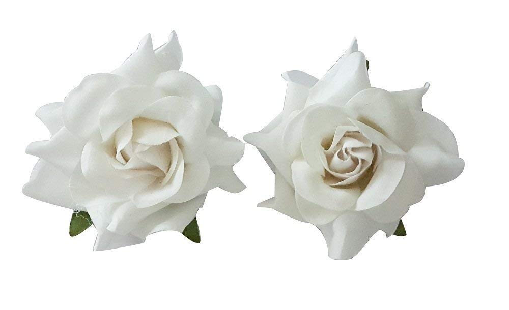 Elegant Floral Bridal Hair Pins for Women & Girls - Wedding Hair Accessories Set of 2 Pieces (White) | Perfect for Bridal Parties, Prom, and Special Occasions