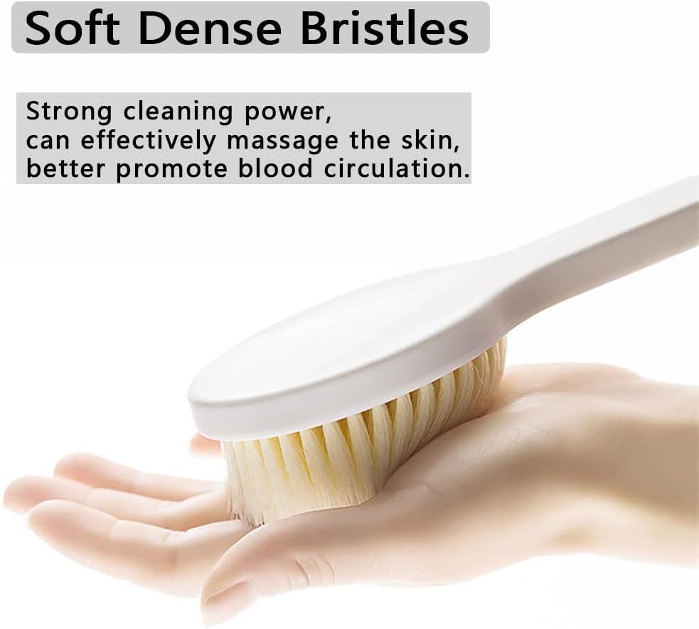 ZYLLENZA Long Handle Bath Brush for Women & Men - Exfoliating Body Scrubber with Soft Bristles, Shower Brush for Deep Cleansing & Dead Skin Removal | Perfect for Back Scrubbing, Spa Days & Relaxing Bath Time