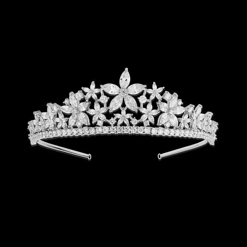 Elegant Floral Crystal Wedding Tiara for Brides - 1637 | Perfect for Bridal Showers, Weddings & Special Occasions