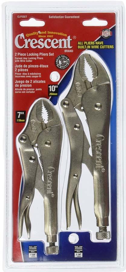 Crescent Locking Pliers Set - 2 Piece Heavy Duty Clamp Tool for DIY, Automotive, and Plumbing Projects
