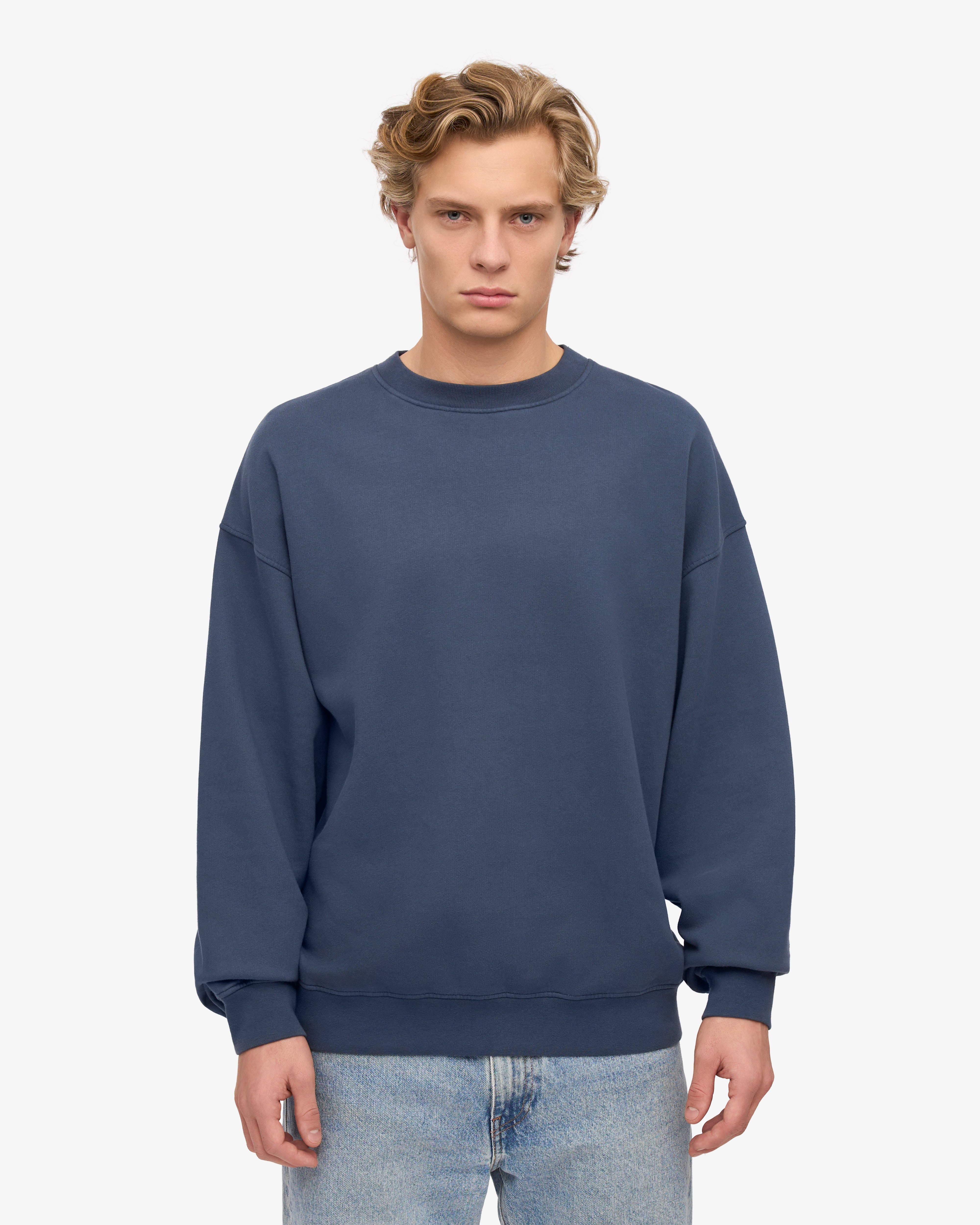 Organic Oversized Crewneck Sweatshirt for Women - Soft & Comfortable Petrol Blue Pullover - Perfect for Casual Wear, Lounge & Street Style