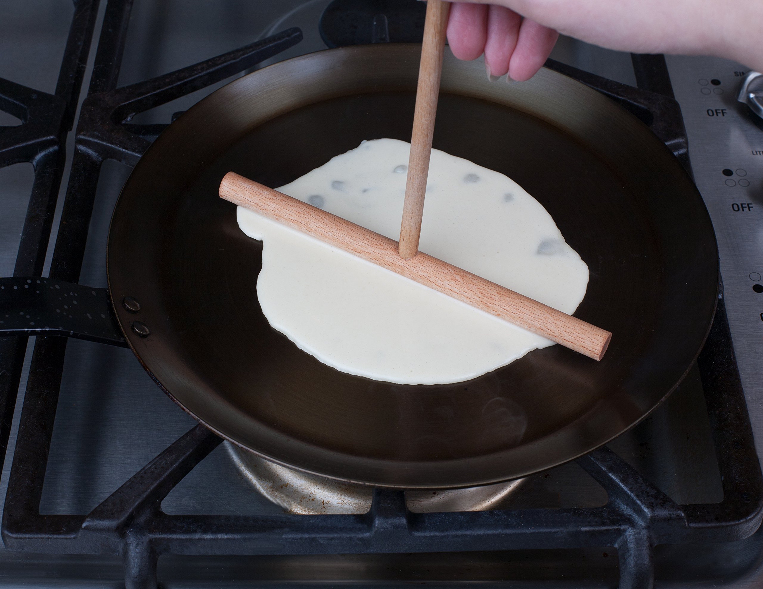 Paderno World Cuisine 10.25 Inch Blue Carbon Steel Crepe Pan - Induction Compatible Pancake Maker for French Crepes, Tortillas & Dutch Babies - Perfect for Home Kitchens & Professional Restaurants