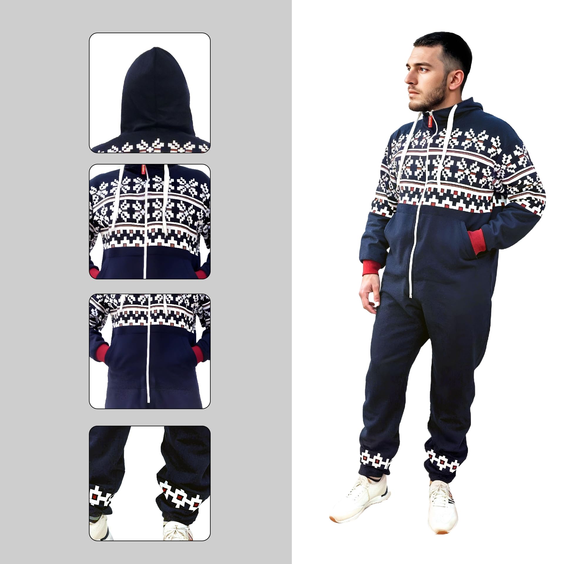 Juicy Trendz Men's Adult Onesie Pajamas - Soft & Cozy Fleece Sleepwear for Winter, Lounge & Relaxation at Home