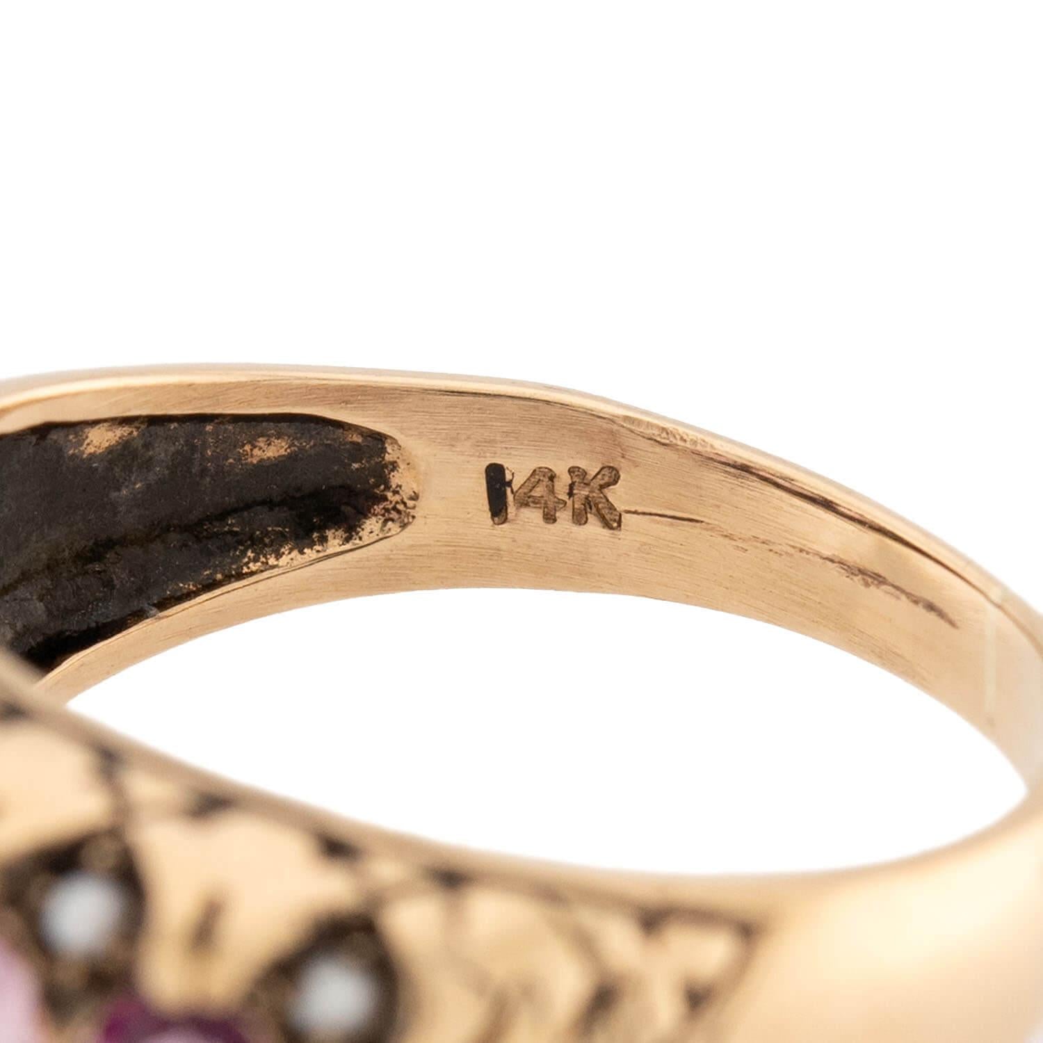Exquisite Victorian 14K Gold Spinel and Pearl Ring - Elegant Antique Jewelry for Women - Perfect for Weddings, Anniversaries & Special Occasions