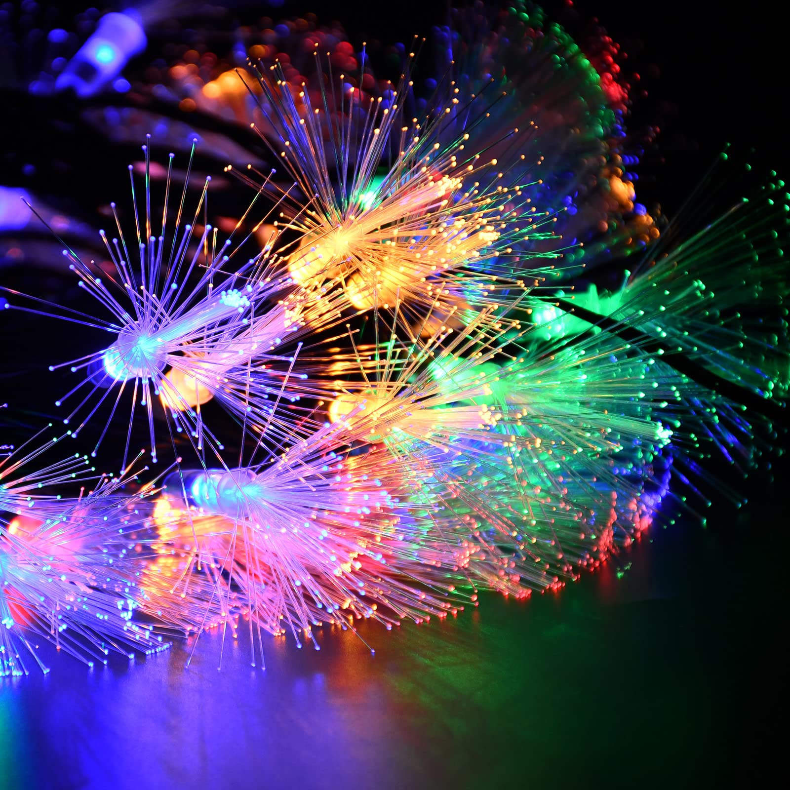 YOLIGHT 33FT Fiber Optic Fairy Lights - 60 LED Firework String Lights with Green Wire for Indoor & Outdoor Use | Twinkle Christmas Lights Perfect for Wedding, Christmas Tree, Garden, Patio & Party Decorations (Multi-Colored) | Create Magical Ambiance for Holidays, Events & Home Decor