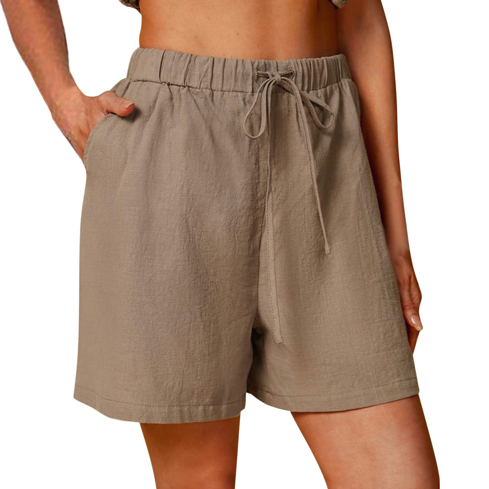 Women's Cotton Elastic Waist Shorts - Lightweight Breathable Casual Jogging Shorts with Pockets | Perfect for Outdoor Activities, Yoga, Running & Summer Wear