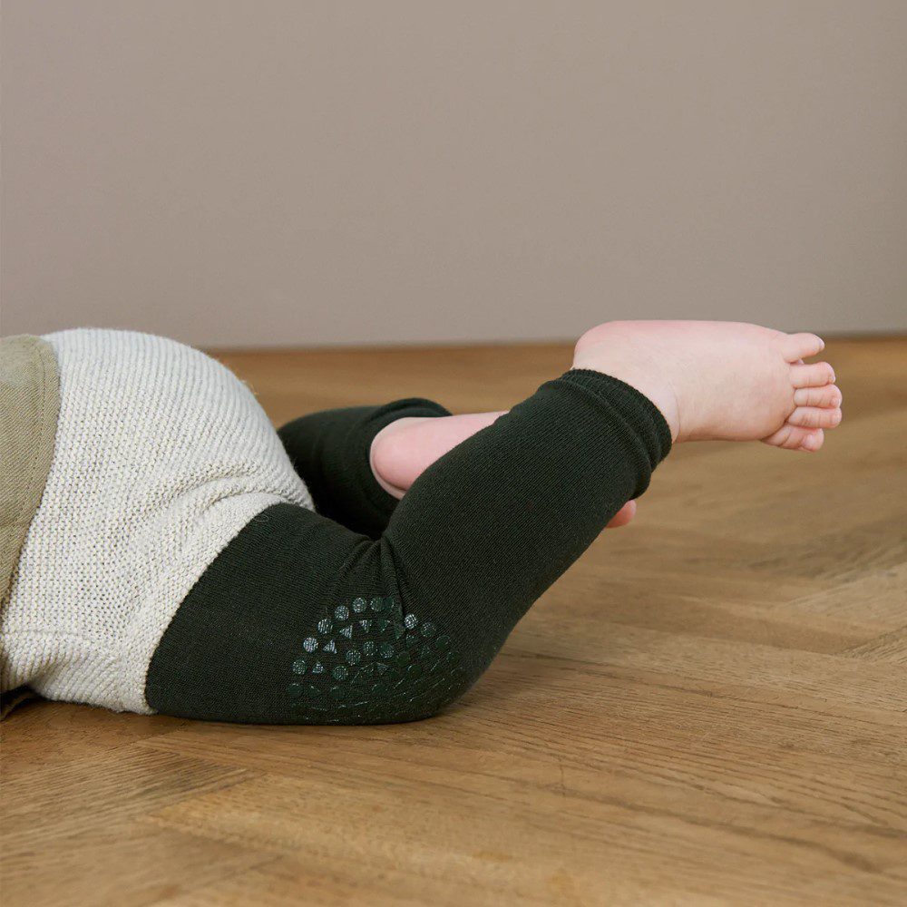 GOBABYGO Baby Crawling Leggings for Infants - Soft Forest Green Knee Pads for Learning to Crawl | Perfect for First Steps, Playtime & Indoor Activities