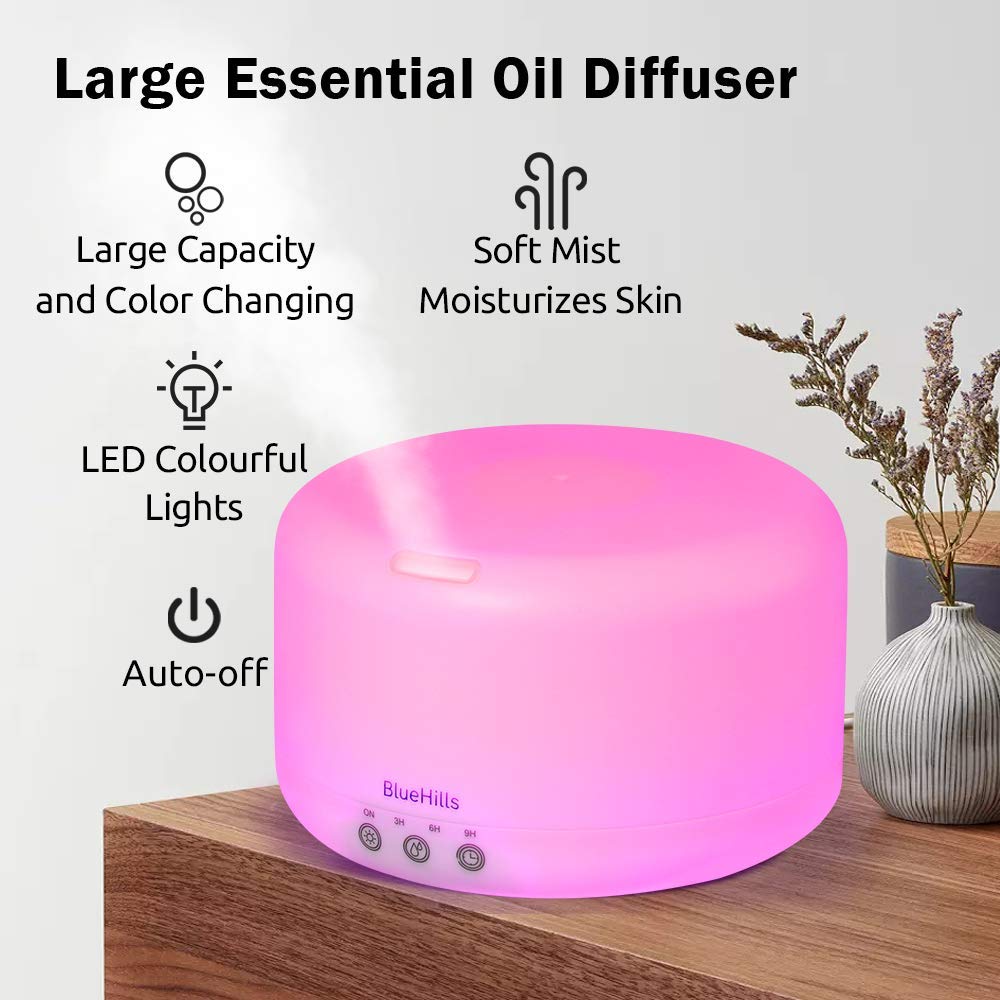 Premium 1000ml XL Aromatherapy Essential Oil Diffuser & Humidifier for Large Rooms - 18 Hour Runtime, 1L Capacity, Remote Control, 7 Color Mood Lights (White) - Perfect for Home Spa, Yoga Studio, Bedroom Relaxation and Office Aromatherapy
