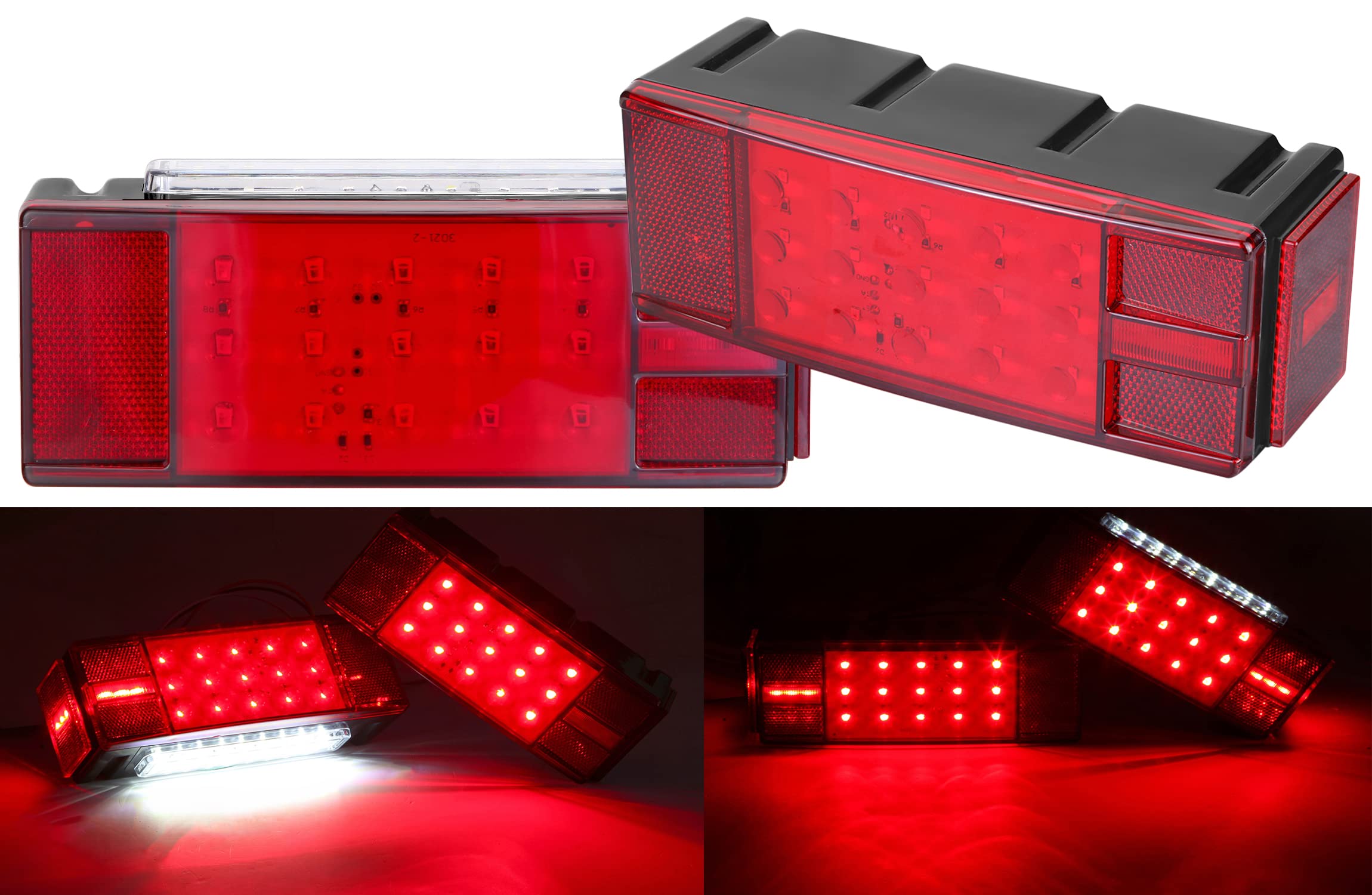 IP68 LED Boat Trailer Light Kit with Wiring Harness - 2 Amber Waterproof Lights for RV, Camper, Truck, Snowmobile (80+ Inches) - Perfect for Night Towing & Marine Trailering
