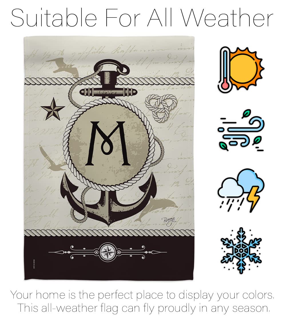 Coastal Nautical M Initial House Flag Set 28x40