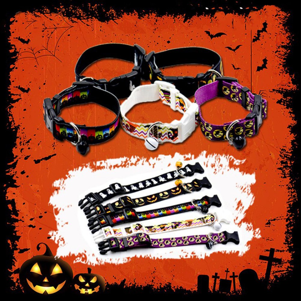 Halloween Adjustable Pet Dog Collar with Pumpkin Lamp Design & Bell - Small Size for Cats & Dogs - Perfect for Halloween Parties, Trick or Treating & Festive Pet Costume Accessories