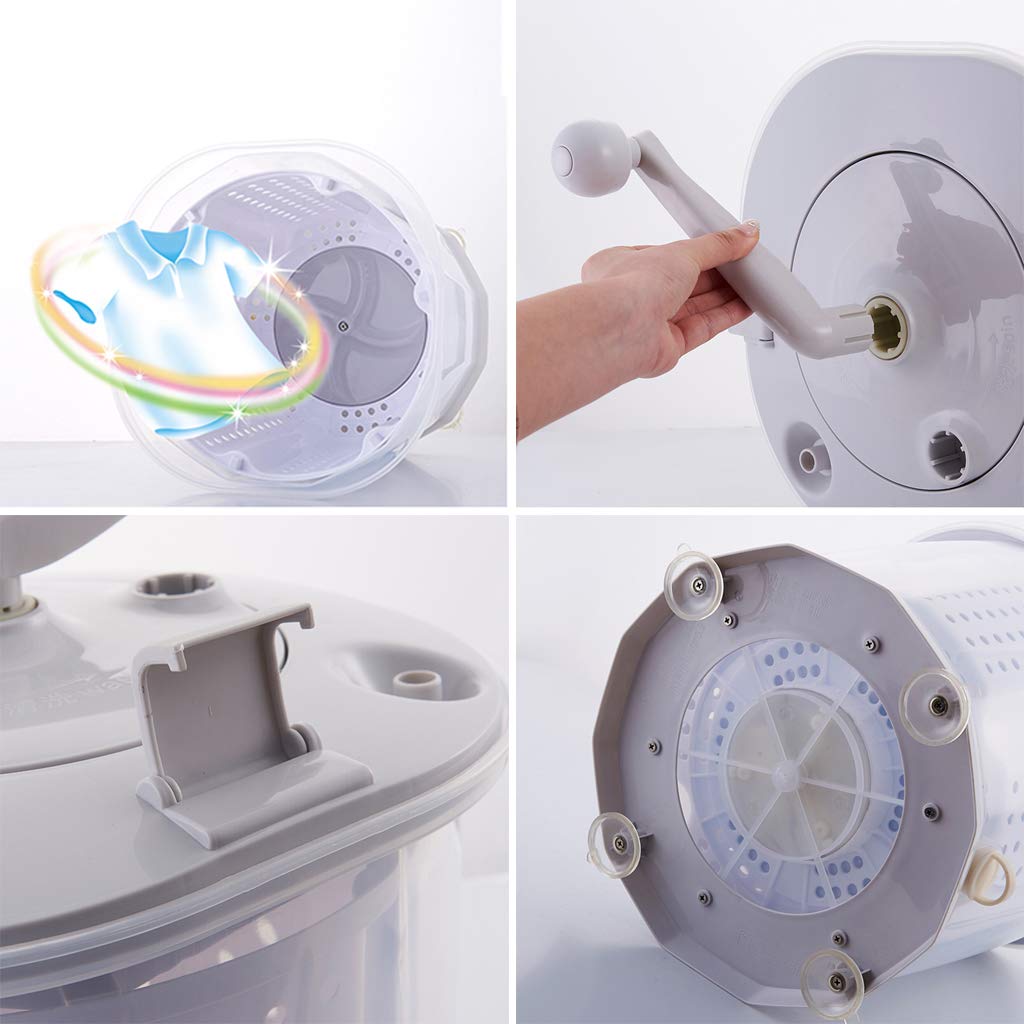 Portable Eco-Friendly Mini Washing Machine - Hand Crank Manual Non-Electric Washer & Spin Dryer for Small Clothes, Underwear, Socks | Perfect for RV, Camping, Travel & Emergency Use